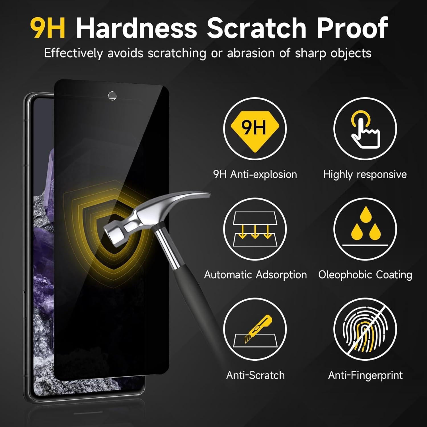 Protector de Pantalla Privado YWXTW para Google Pixel 8 - 2 Pack