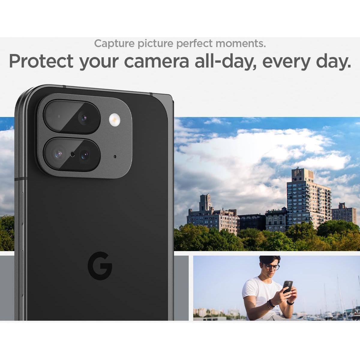 Protector de Pantalla Lente Cámara Spigen GlasTR EZ Fit Pixel 9 Pro Fold - 2 Unidades