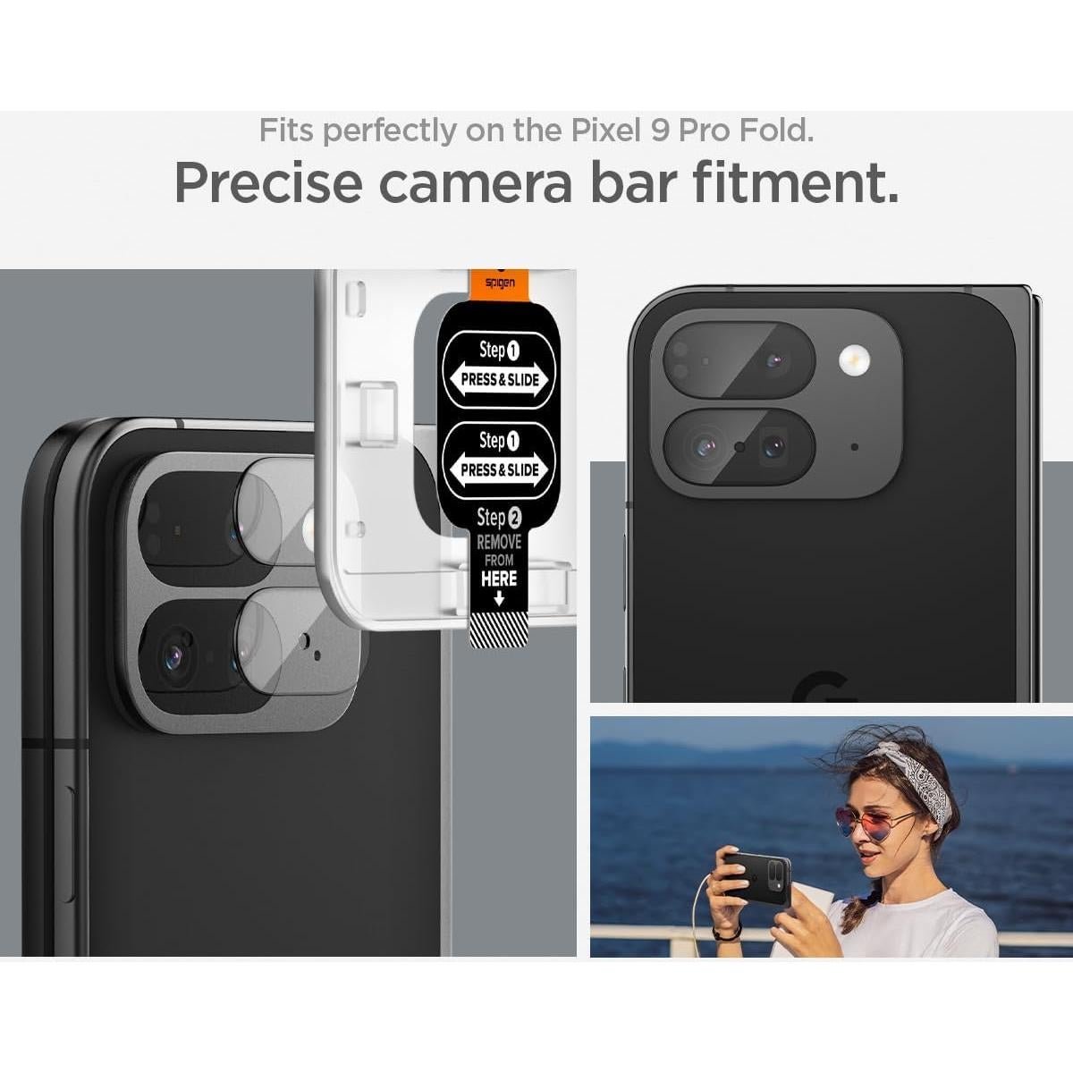 Protector de Pantalla Lente Cámara Spigen GlasTR EZ Fit Pixel 9 Pro Fold - 2 Unidades