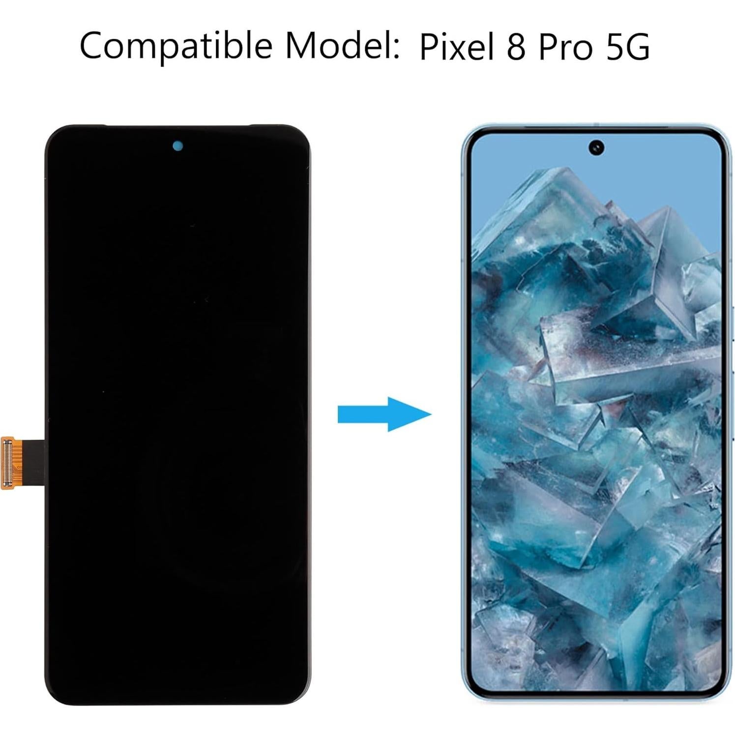 Duotipa New 6.7" OLED Display for Google Pixel 8 Pro 5G GC3VE,G1MNW LCD Touch Screen Digitizer Assembly Replacement with Technical Repair Tools Kit-Black Support Fingerprint