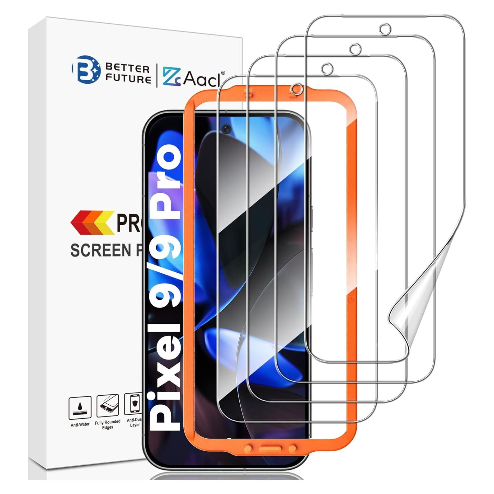 AACL 4-Pack Película Protectora Híbrida para Google Pixel 9/9 Pro