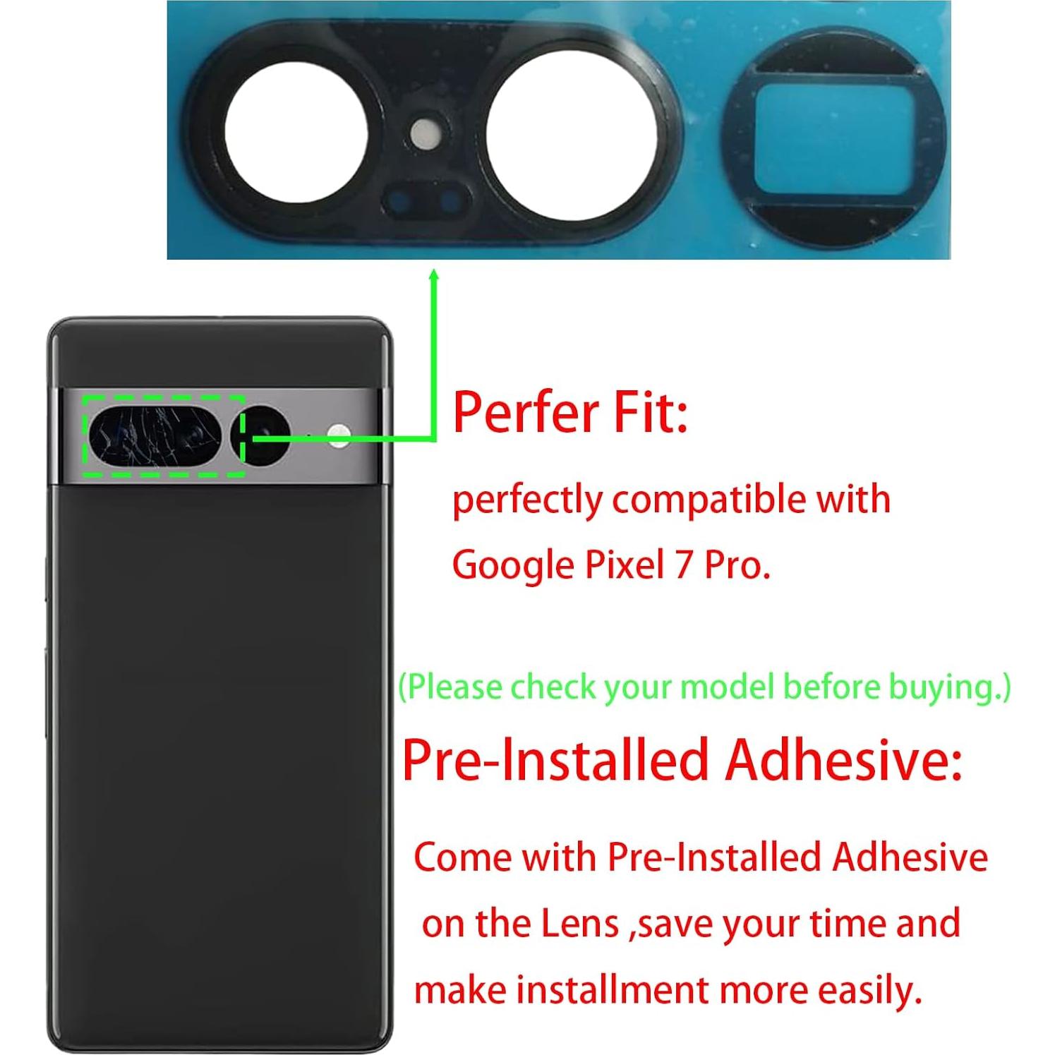 Cristal de Lente de Cámara Trasera Google Pixel 7 Pro con Adhesivo