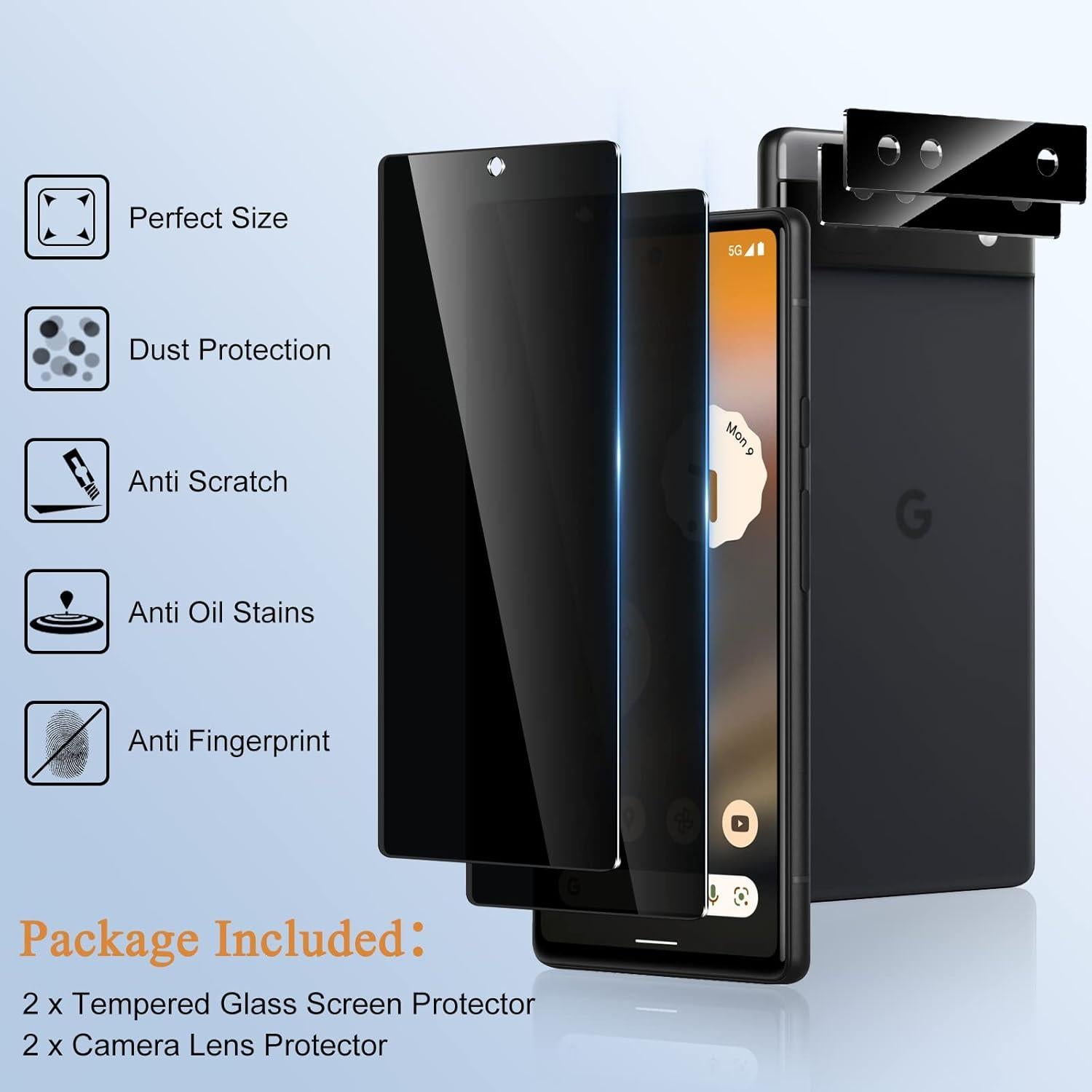 Protector de Pantalla Privado Vidrio Templado Google Pixel 6A