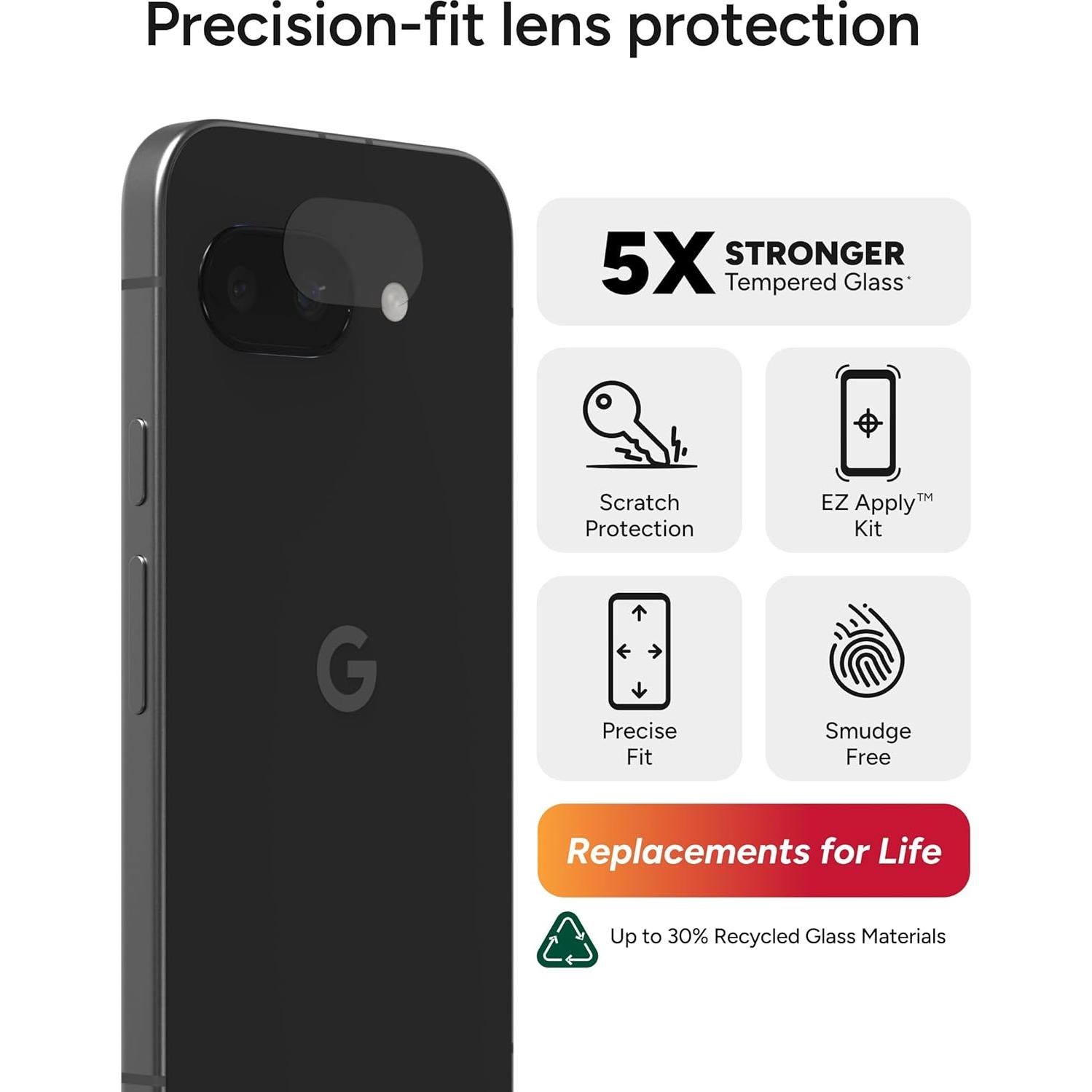 Protector de Lente ZAGG Glass Elite para Google Pixel 9a - Anti-Reflectante