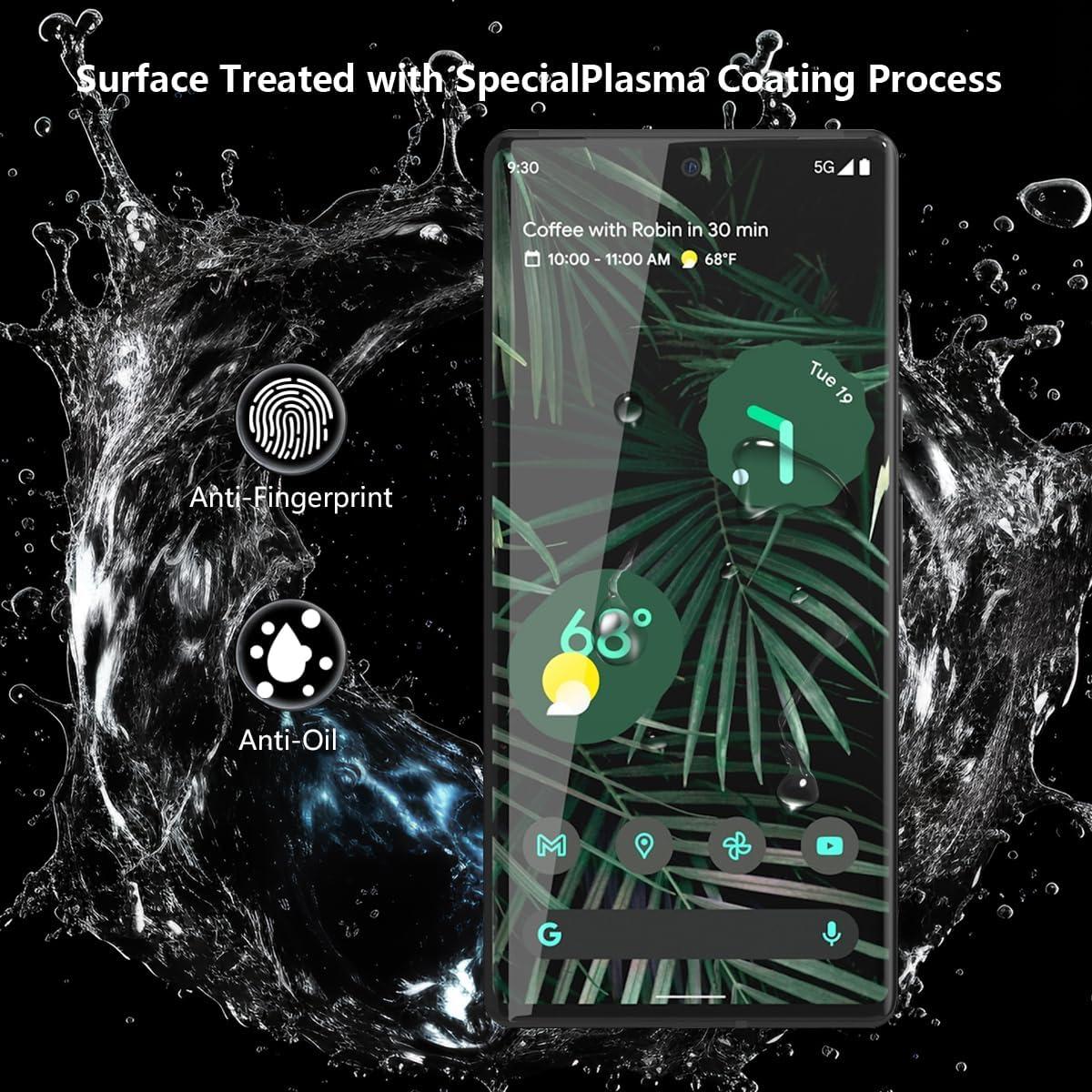 1 Pack Privacy Screen Protector for Google Pixel 6 Pro with 2 Pack Camera Lens Protector, 9H Hardness, Anti Spy Tempered Glass Film, Black Protector for Google Pixel 6 Pro