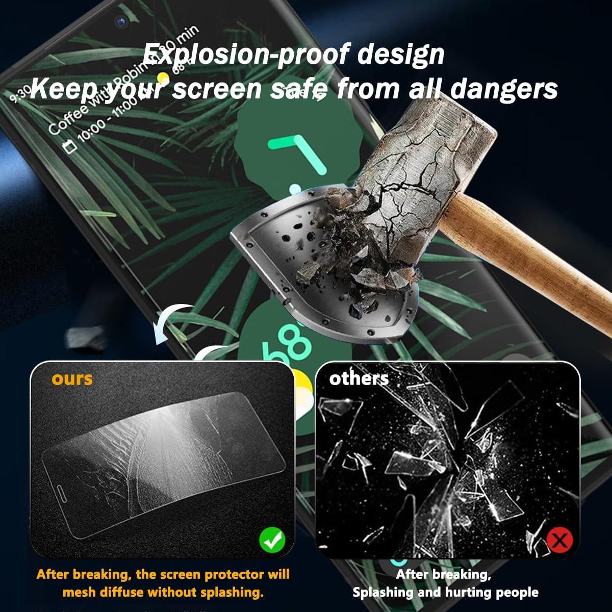 1 Pack Privacy Screen Protector for Google Pixel 6 Pro with 2 Pack Camera Lens Protector, 9H Hardness, Anti Spy Tempered Glass Film, Black Protector for Google Pixel 6 Pro