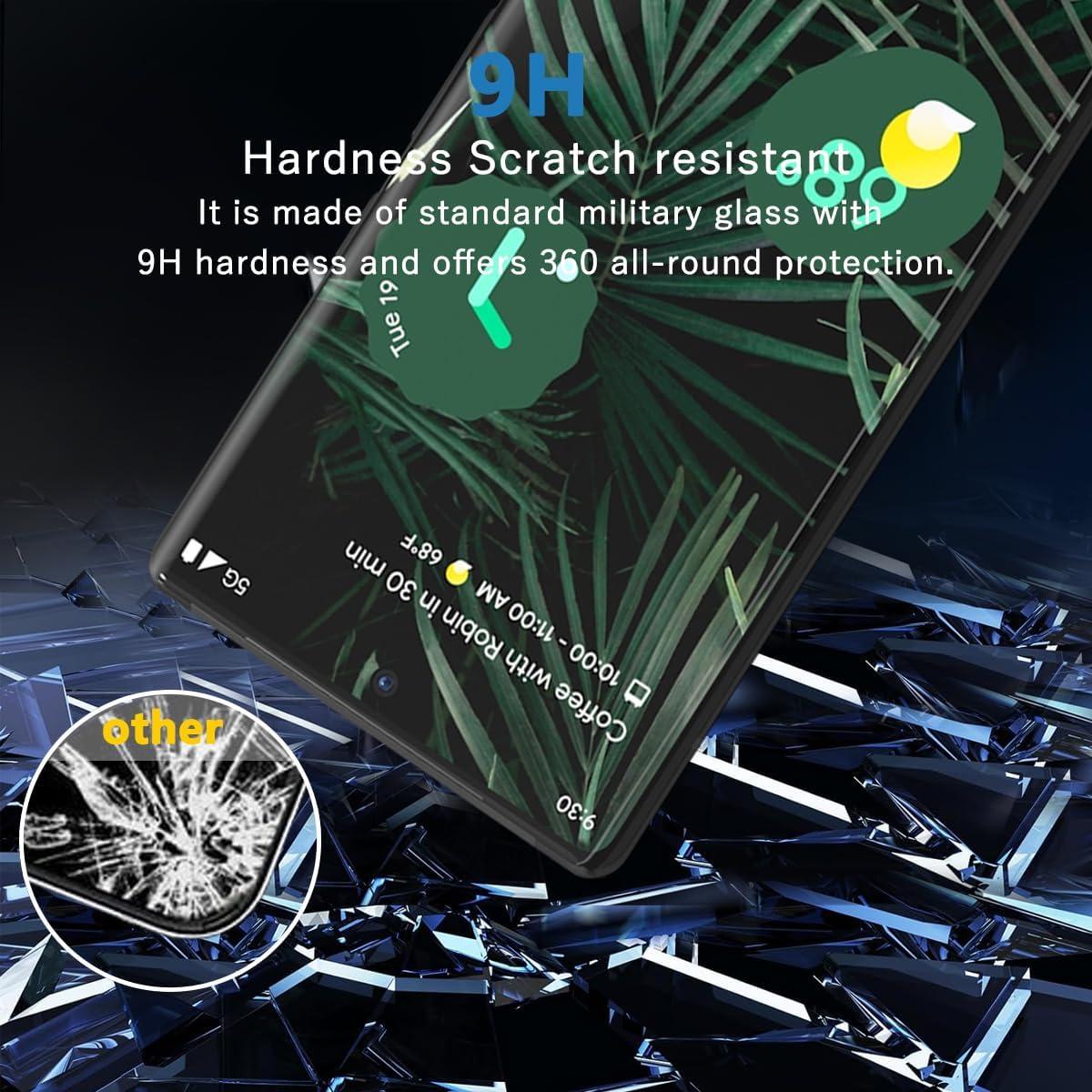 1 Pack Privacy Screen Protector for Google Pixel 6 Pro with 2 Pack Camera Lens Protector, 9H Hardness, Anti Spy Tempered Glass Film, Black Protector for Google Pixel 6 Pro