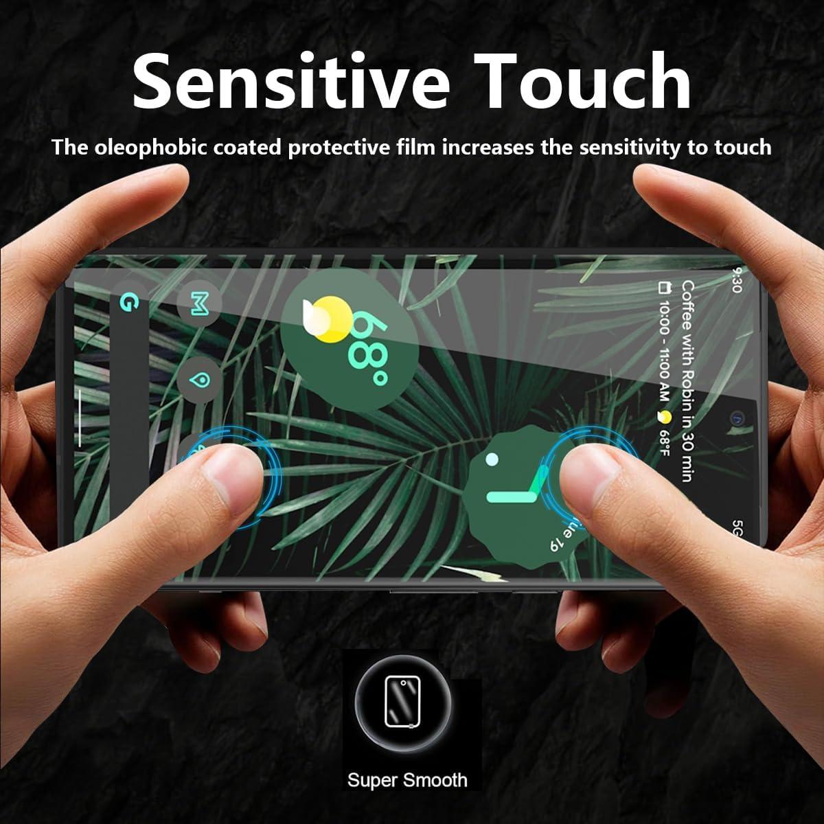 1 Pack Privacy Screen Protector for Google Pixel 6 Pro with 2 Pack Camera Lens Protector, 9H Hardness, Anti Spy Tempered Glass Film, Black Protector for Google Pixel 6 Pro