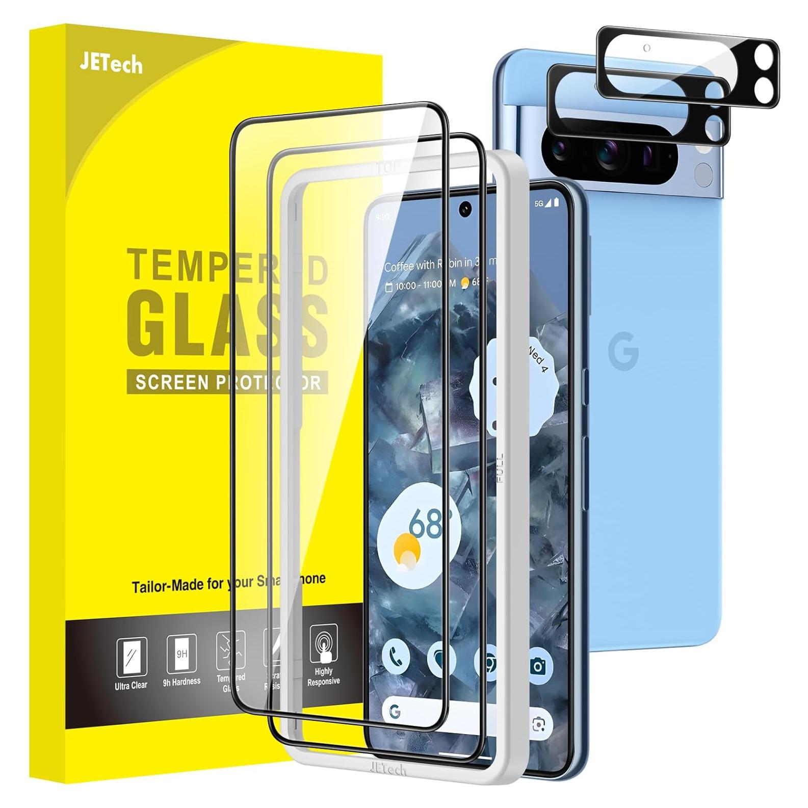 Protector de Pantalla JETech para Google Pixel 8 Pro - Vidrio Templado HD, 2 Piezas