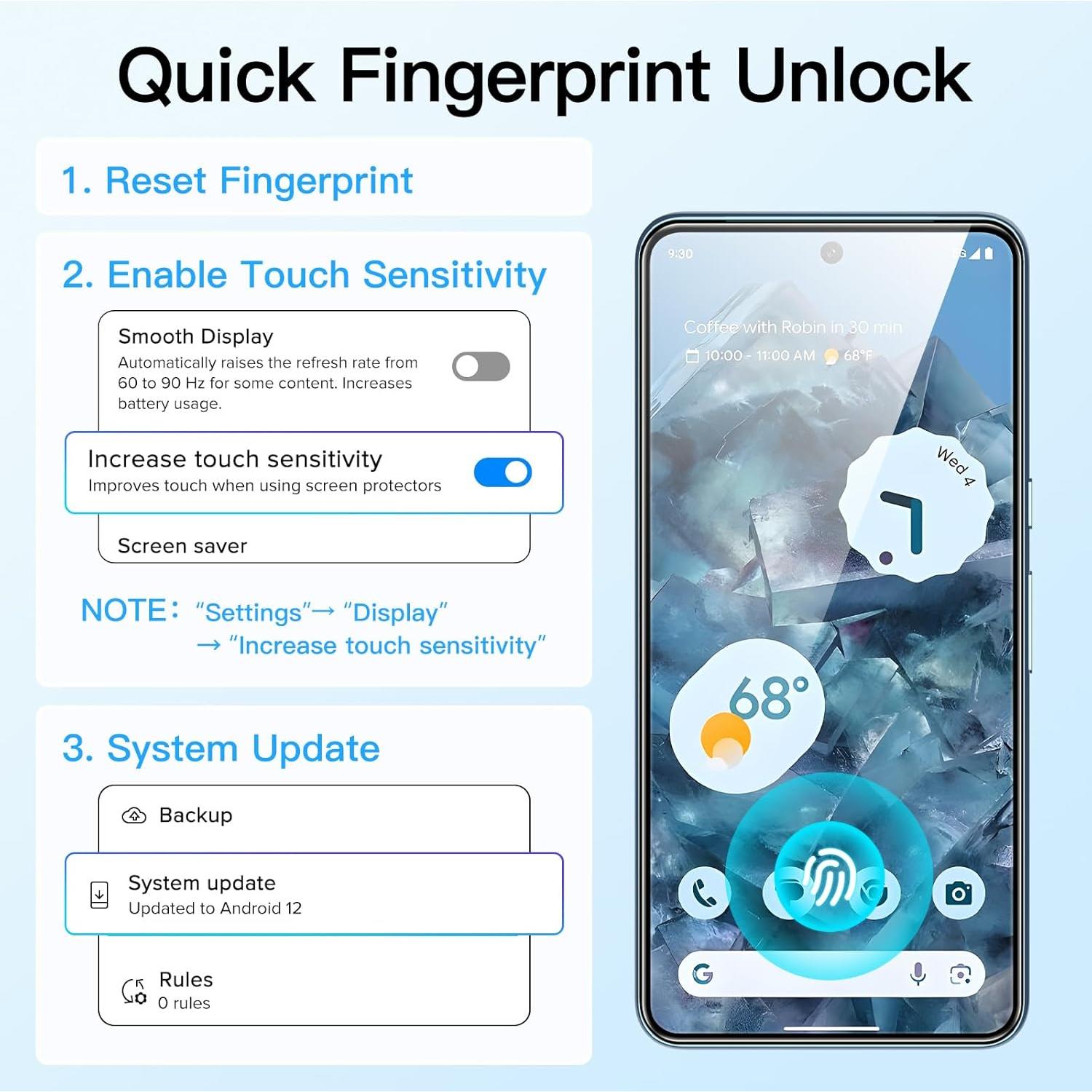 Protector de Pantalla JETech para Google Pixel 8 Pro - Vidrio Templado HD, 2 Piezas