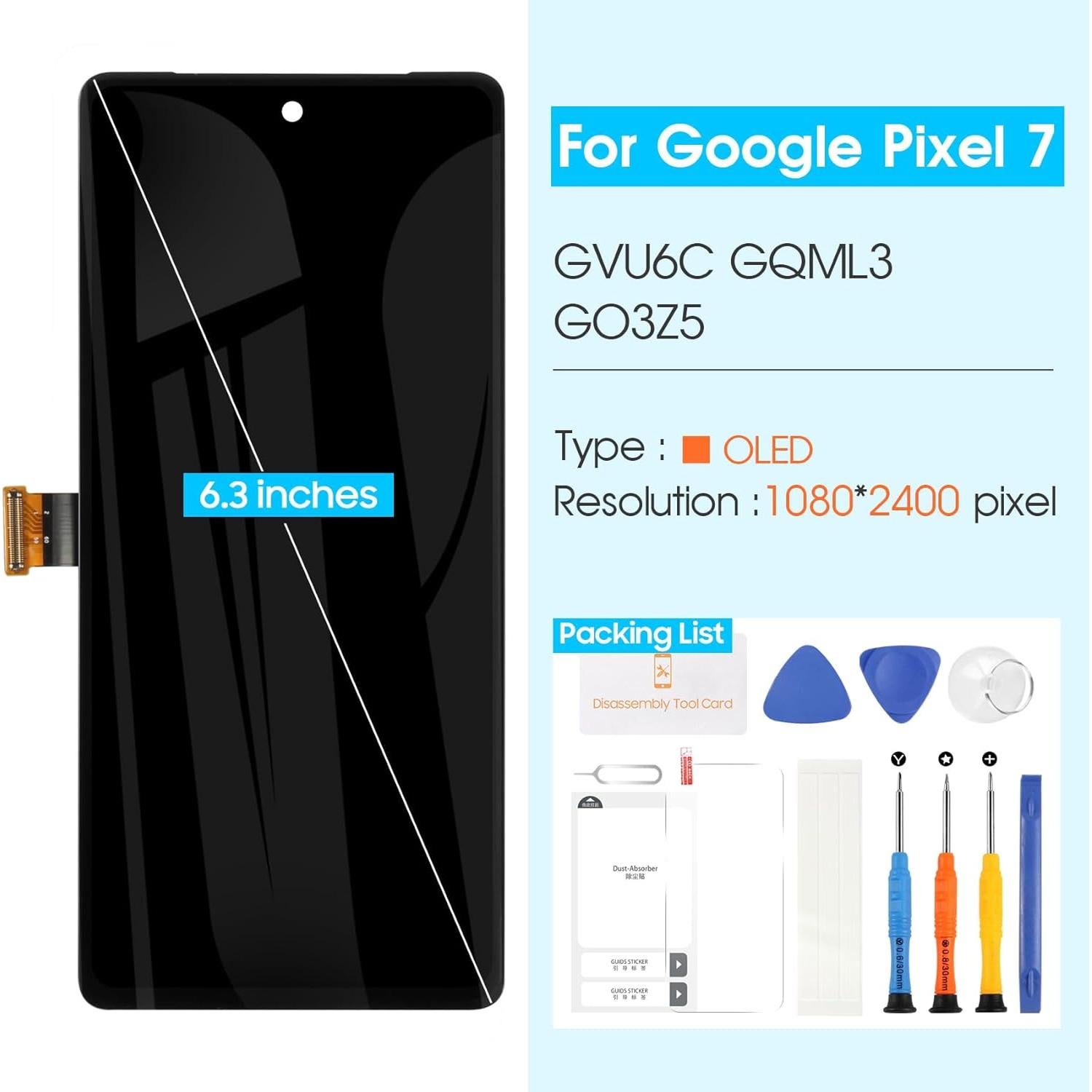Reemplazo Pantalla LCD Google Pixel 7 GVU6C GQML3 16cm