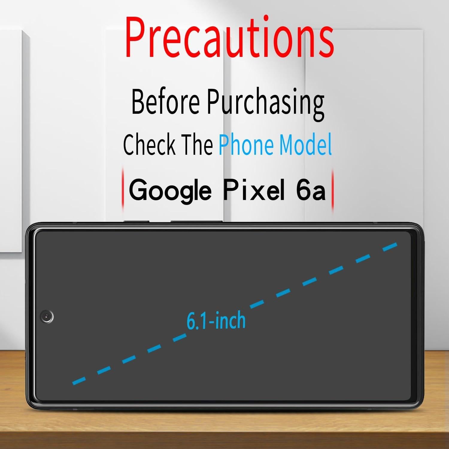 Slanku [3+3 Pack Screen Protector for Google Pixel 6A Tempered Glass with 3 Pack Camera Lens Protector, Support Fingerprint Reader, No-Bubbles, Anti Scratches