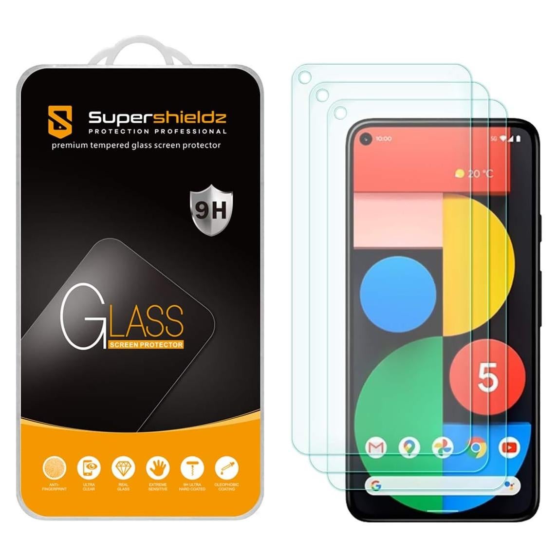 Protector de Pantalla Vidrio Templado Supershieldz para Google Pixel 5 - 3 Unidades