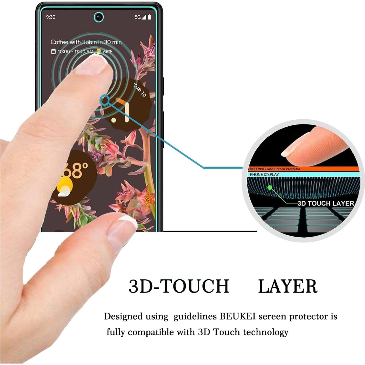 Protector de Pantalla Vidrio Templado Beukei para Google Pixel 6 5G - 4 Pack