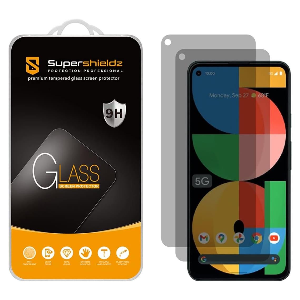 Protector de Pantalla Privacidad Supershieldz para Google Pixel 5a 5G - Vidrio Templado 9H, 2 Unidades