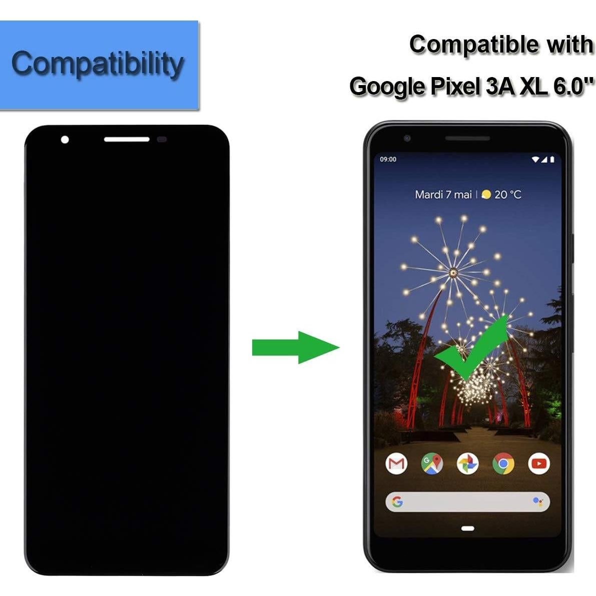 Pantalla LCD OLED E-YIIVIIL para Google Pixel 3A XL 6.0" Negro