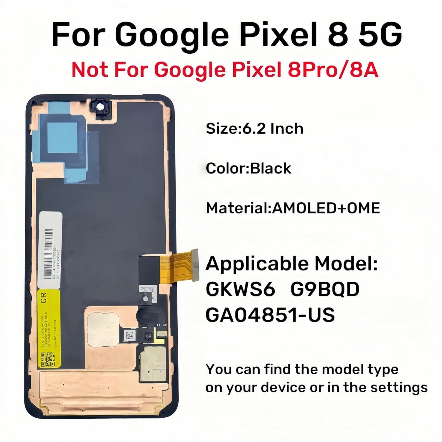 Pantalla AMOLED Original Google Pixel 8 5G Reemplazo 6.2"
