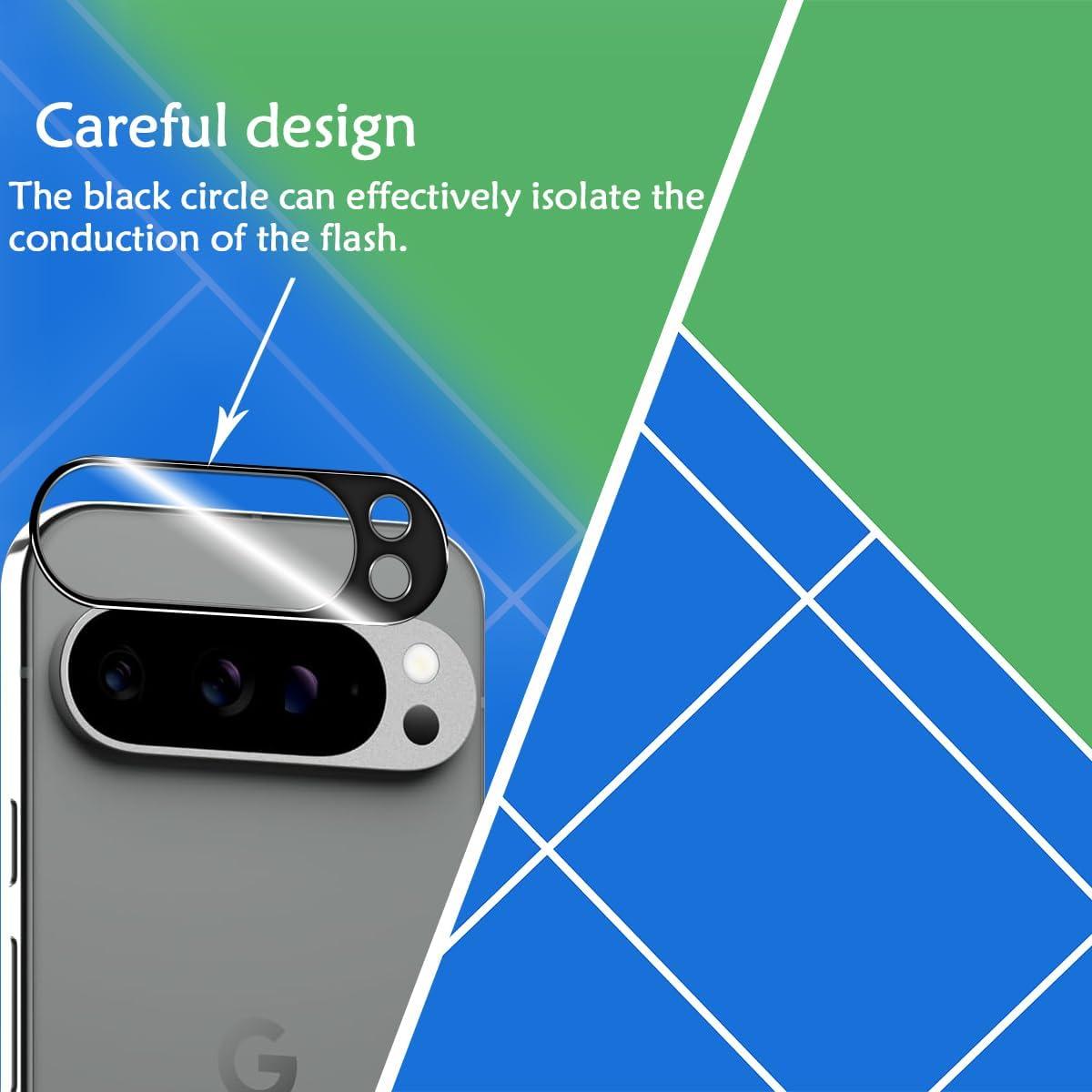 Pixel 9 Pro Tempered Glass Screen Protector + Camera Lens Protector [ 2 + 2 Pack ][Not Fingerprint Unlock] [Anti-Scratch] [Case Friendly] Clear HD Protective Film for Google Pixel 9 Pro 5G