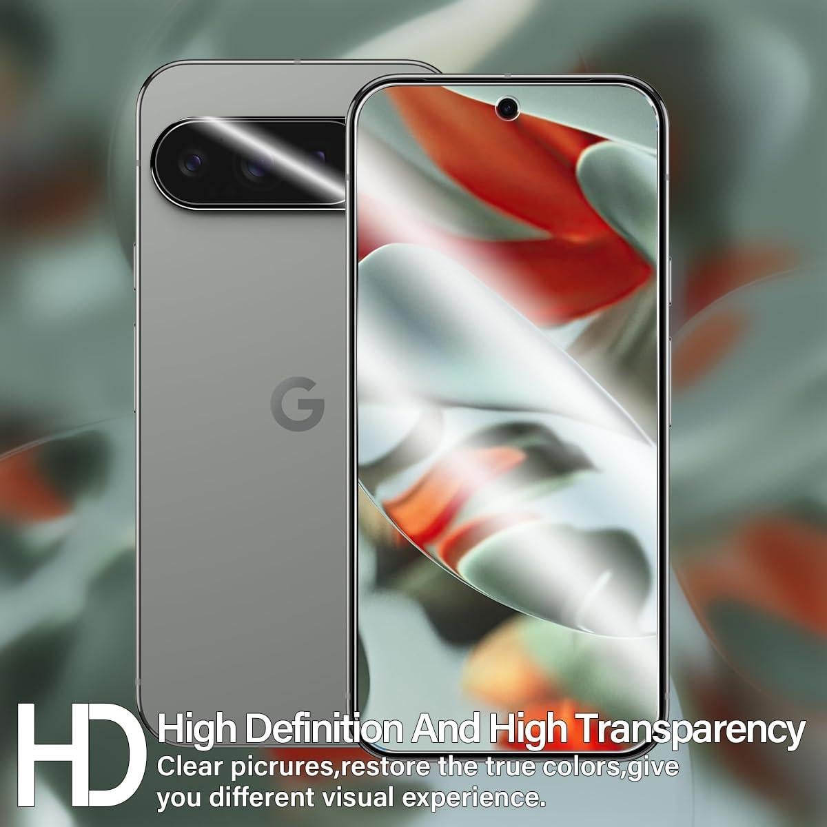 Pixel 9 Pro Tempered Glass Screen Protector + Camera Lens Protector [ 2 + 2 Pack ][Not Fingerprint Unlock] [Anti-Scratch] [Case Friendly] Clear HD Protective Film for Google Pixel 9 Pro 5G