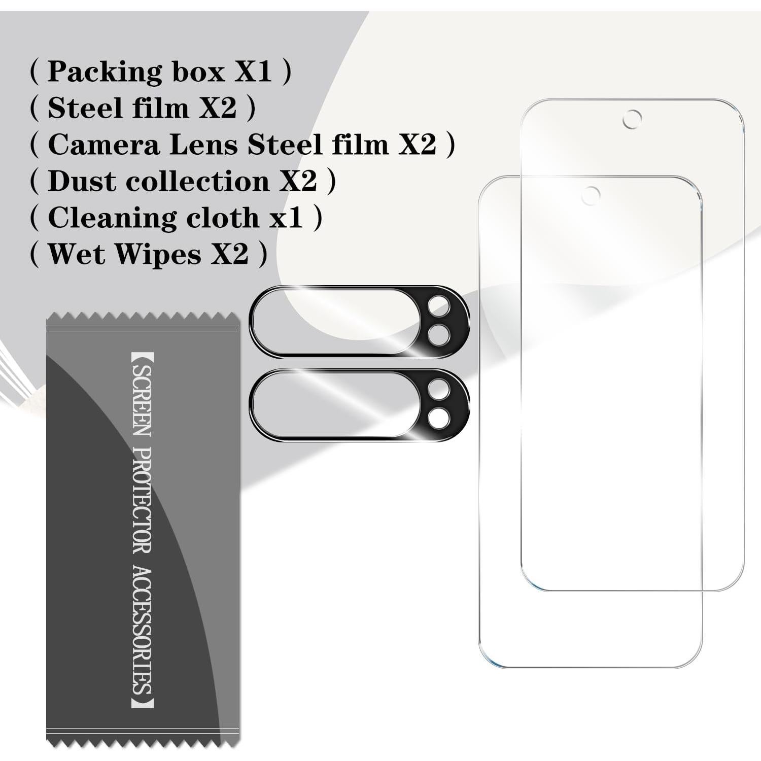 Pixel 9 Pro Tempered Glass Screen Protector + Camera Lens Protector [ 2 + 2 Pack ][Not Fingerprint Unlock] [Anti-Scratch] [Case Friendly] Clear HD Protective Film for Google Pixel 9 Pro 5G