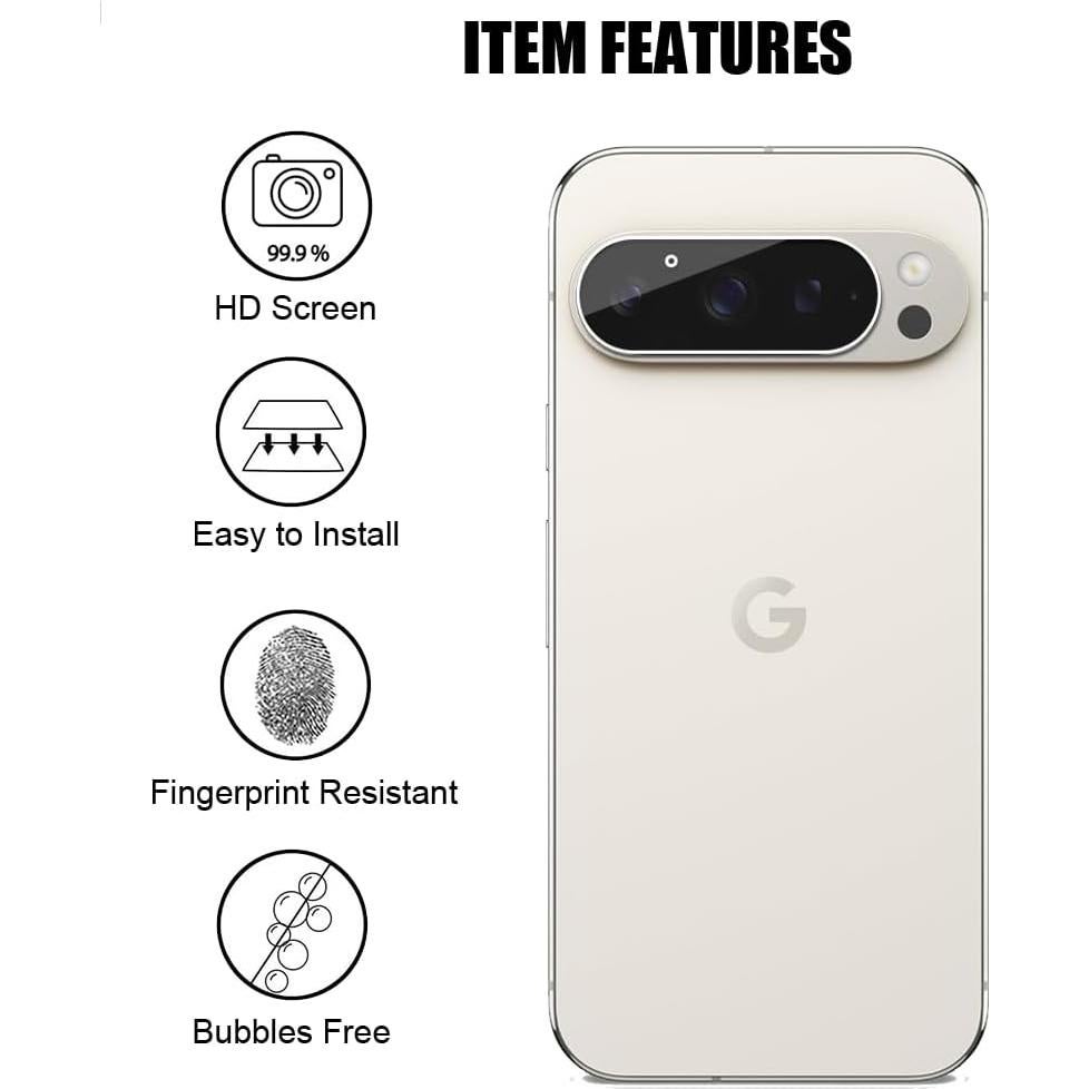 Paquete de 3 Cristales Templados UZWZW para Lente Google Pixel 9 Pro