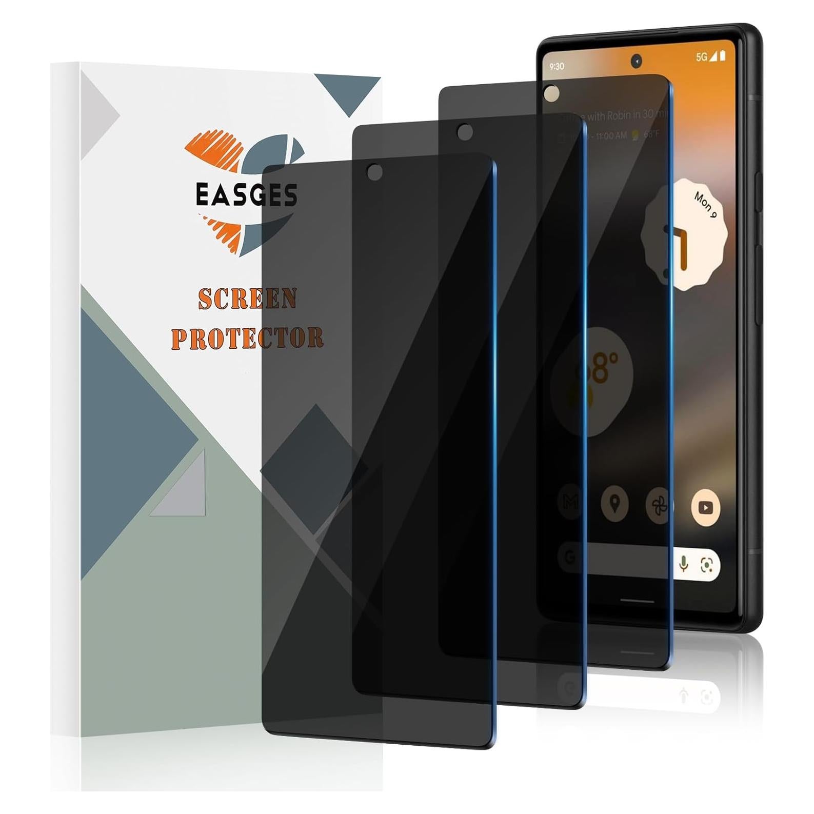 Paquete de 3 Protectores de Pantalla Privados Easges para Google Pixel 6A 9H