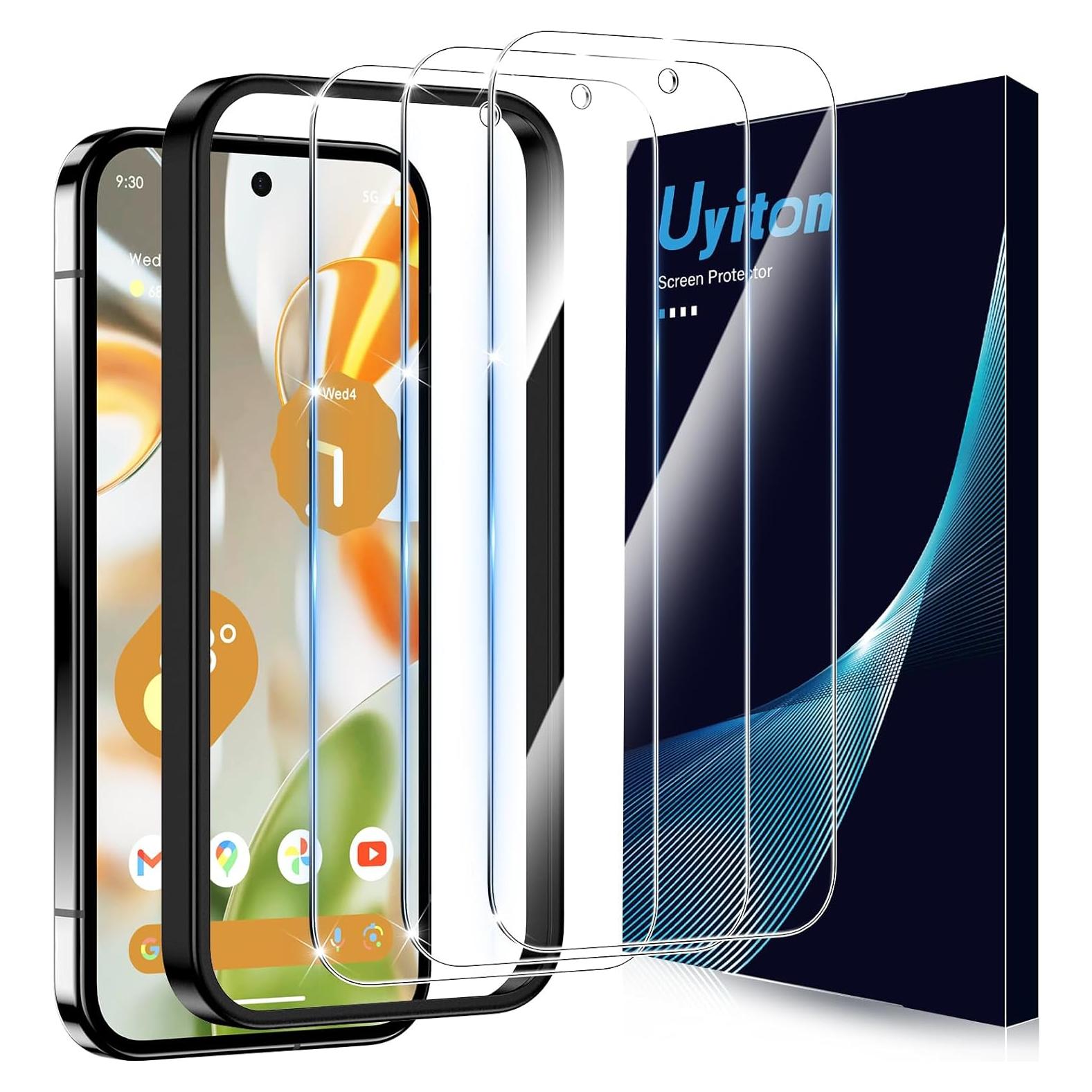 Uyiton UnBreak-Glass for Google Pixel 9/9 Pro screen protector, [Ultrasonic Fingerprint Support] Scratch-Resistant Bubble-Free [Case Friendly] Screen Protector for Google Pixel 9/9 Pro, 3 Pack