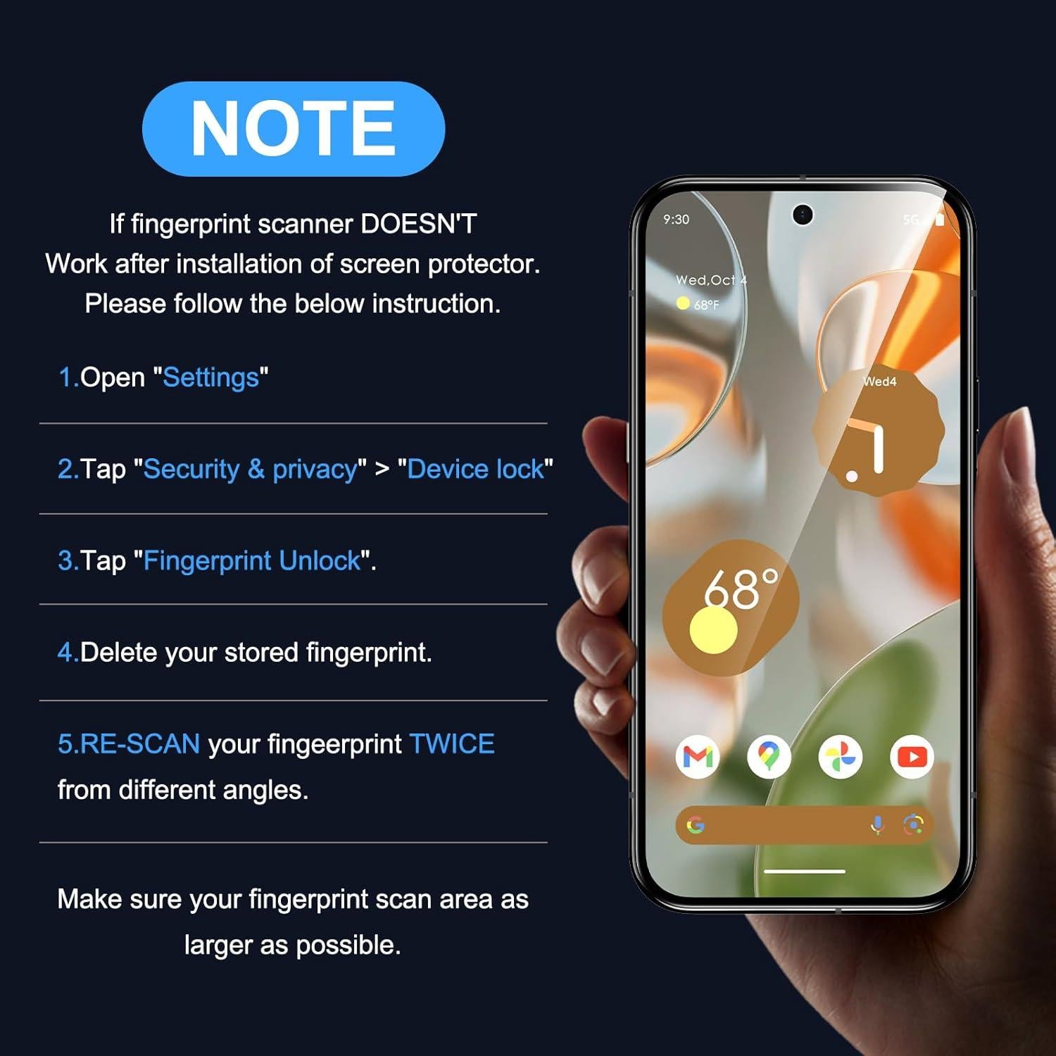 Uyiton UnBreak-Glass for Google Pixel 9/9 Pro screen protector, [Ultrasonic Fingerprint Support] Scratch-Resistant Bubble-Free [Case Friendly] Screen Protector for Google Pixel 9/9 Pro, 3 Pack