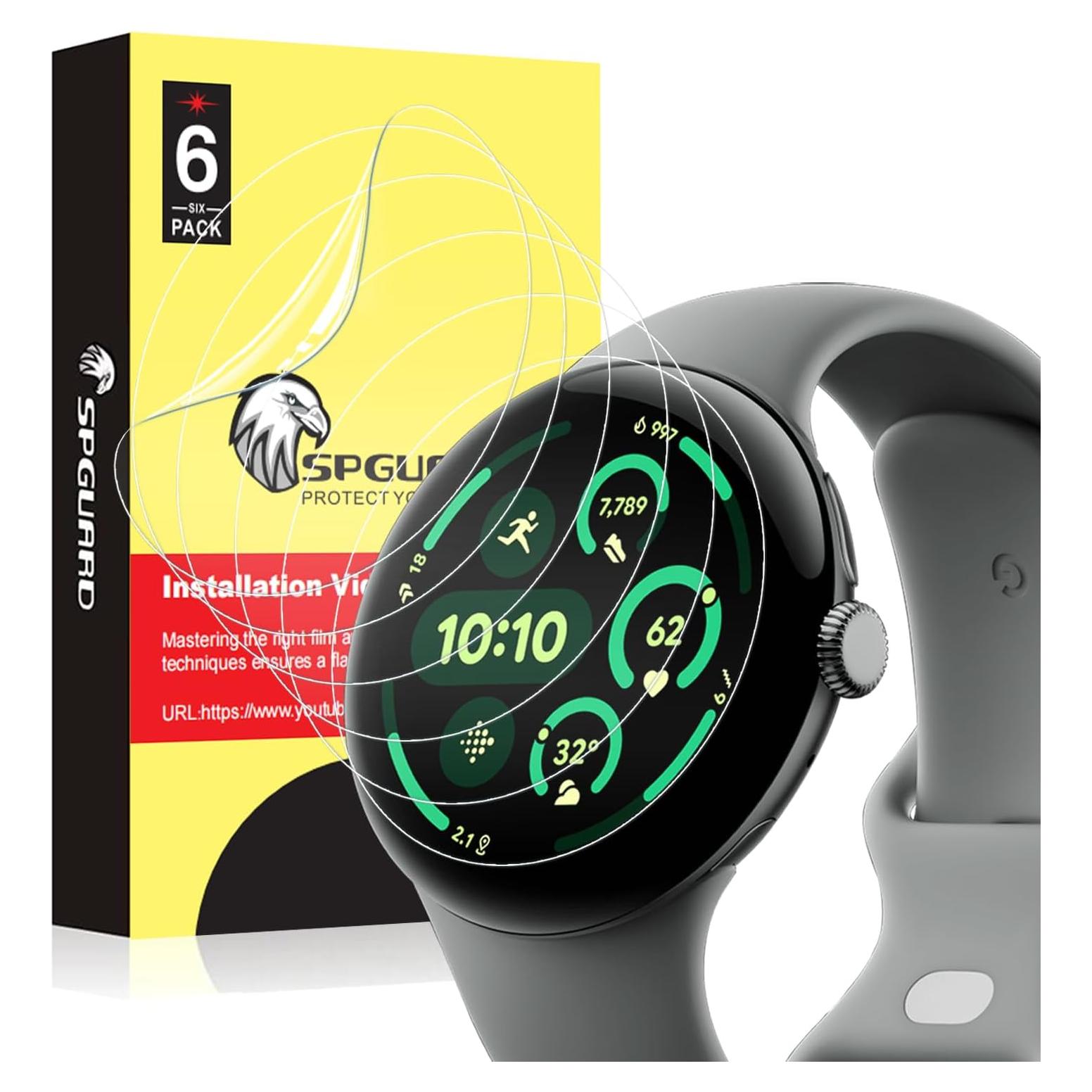 Paquete de 6 protectores de pantalla SPGUARD para Pixel Watch 3 45mm