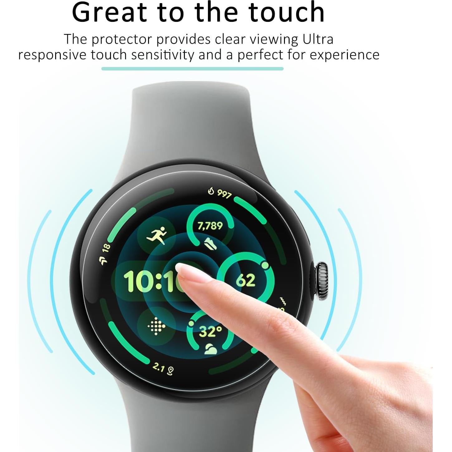 Paquete de 6 protectores de pantalla SPGUARD para Pixel Watch 3 45mm