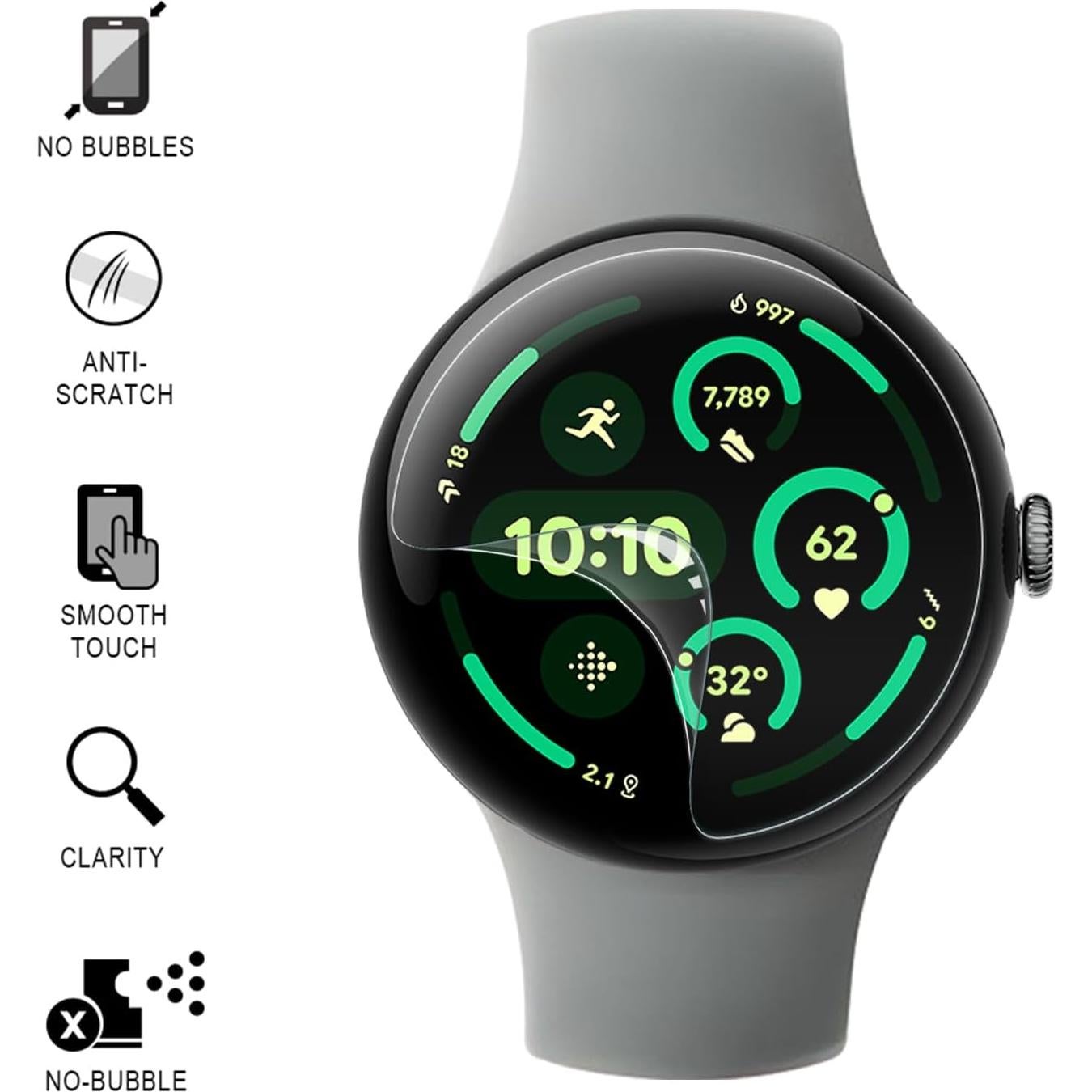 Paquete de 6 protectores de pantalla SPGUARD para Pixel Watch 3 45mm