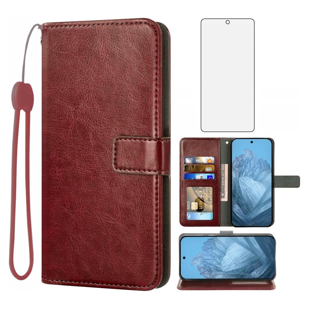 Funda de Cartera Asuwish para Google Pixel 9 Pro XL Marrón