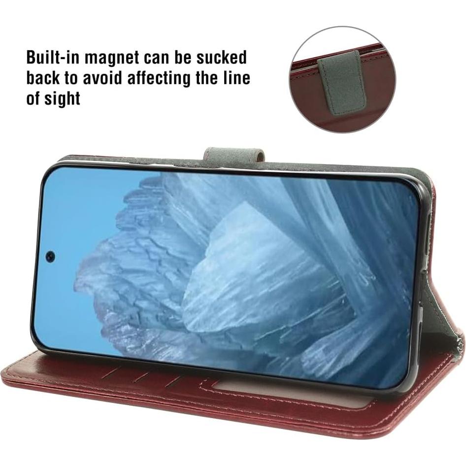 Funda de Cartera Asuwish para Google Pixel 9 Pro XL Marrón