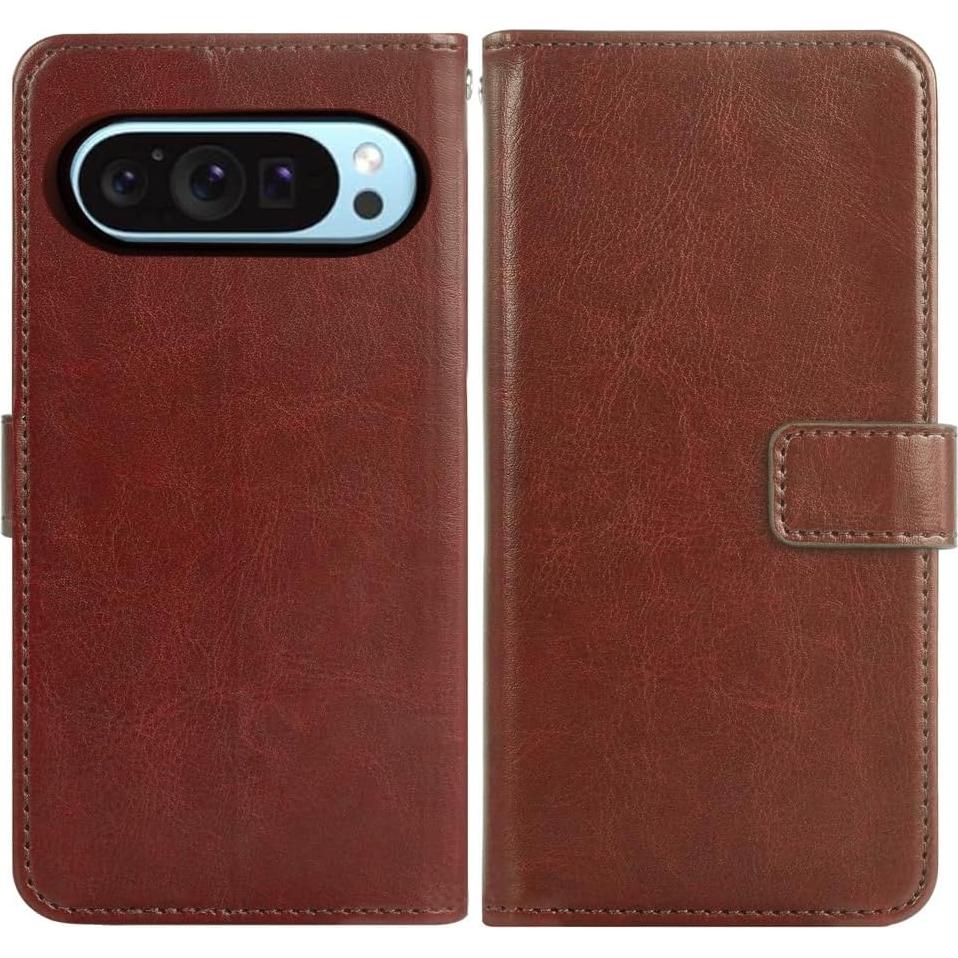 Funda de Cartera Asuwish para Google Pixel 9 Pro XL Marrón
