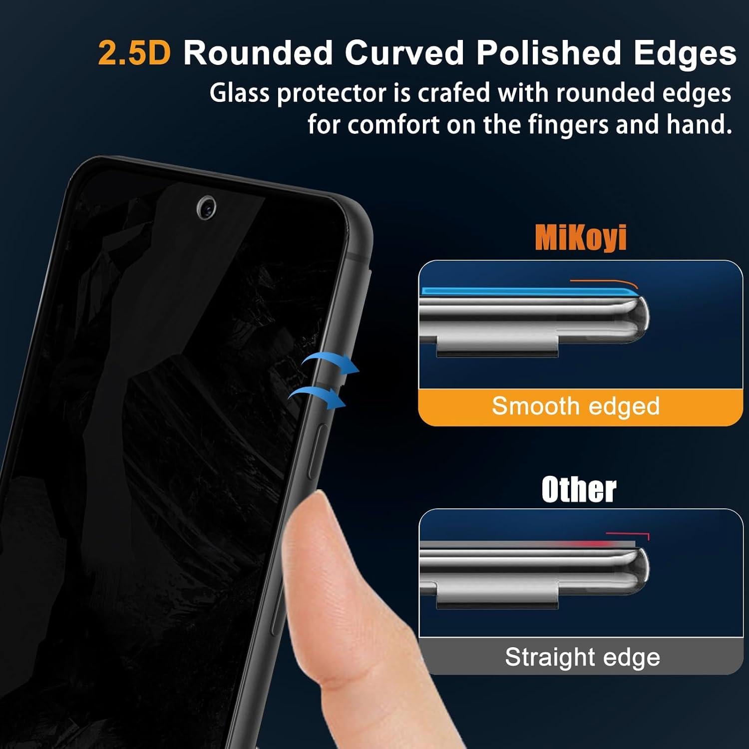 Protector de Pantalla de Privacidad Mikoyi para Google Pixel 8A - Vidrio Templado 9H + Lentes