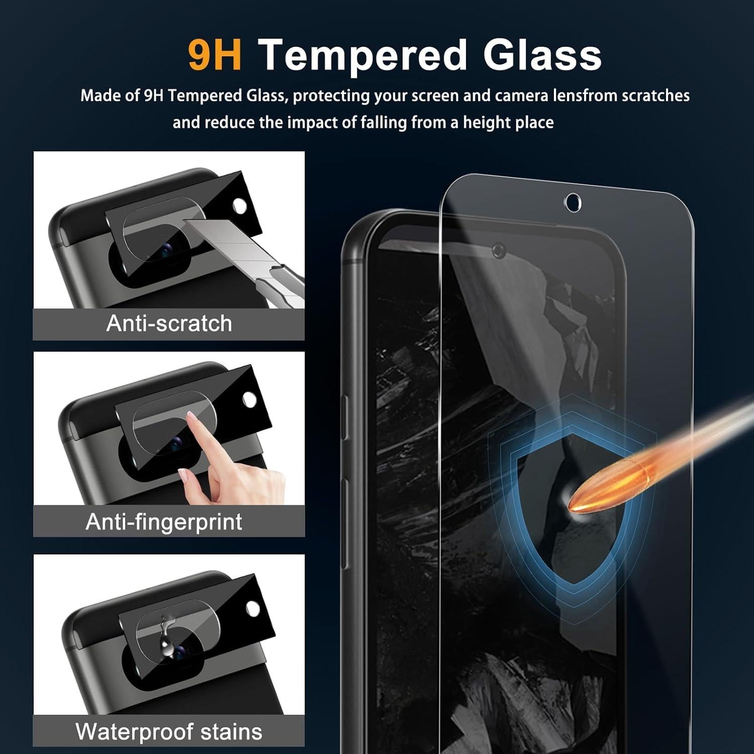 Protector de Pantalla de Privacidad Mikoyi para Google Pixel 8A - Vidrio Templado 9H + Lentes