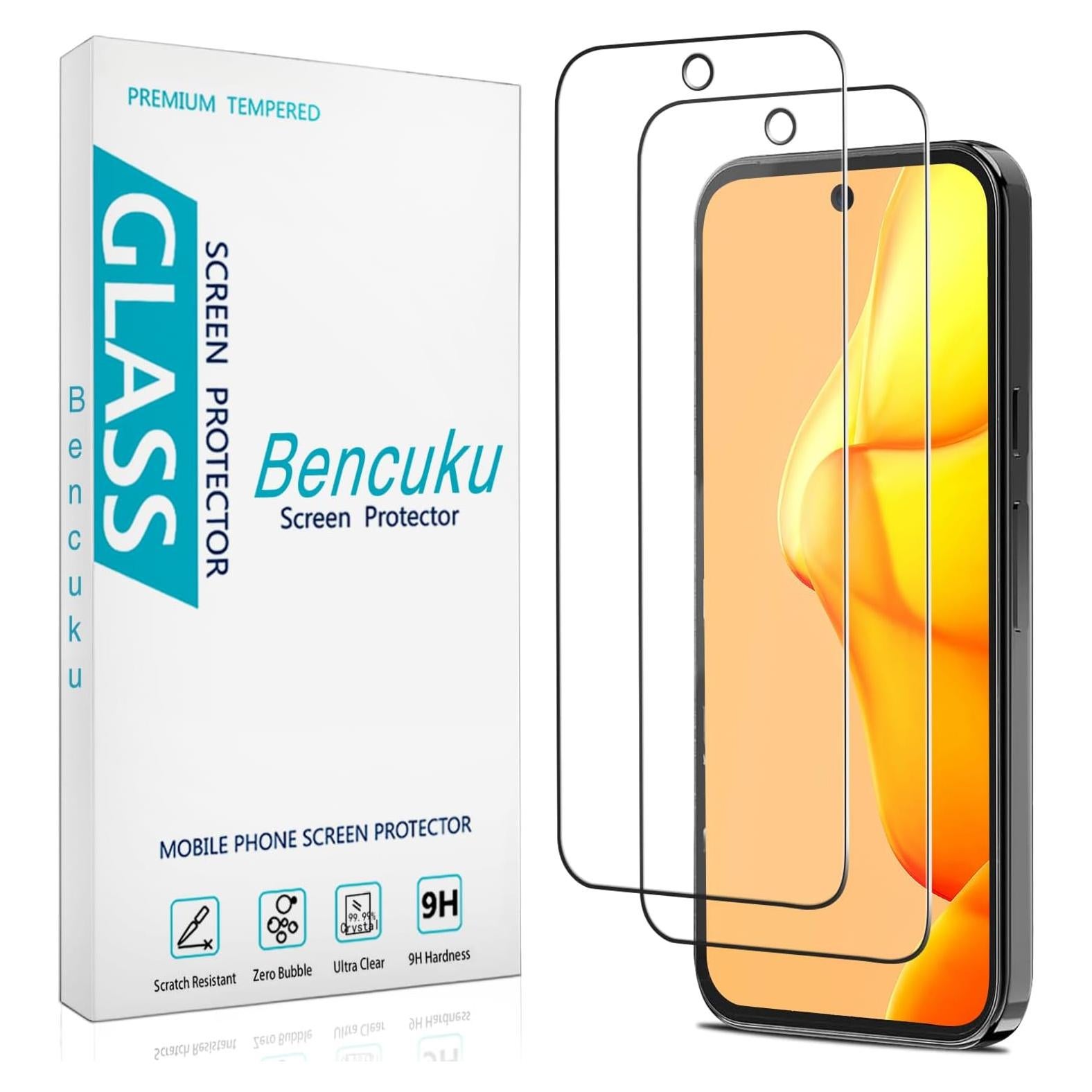 Protector de Pantalla Vidrio Templado Bencuku para Google Pixel 9/9 Pro