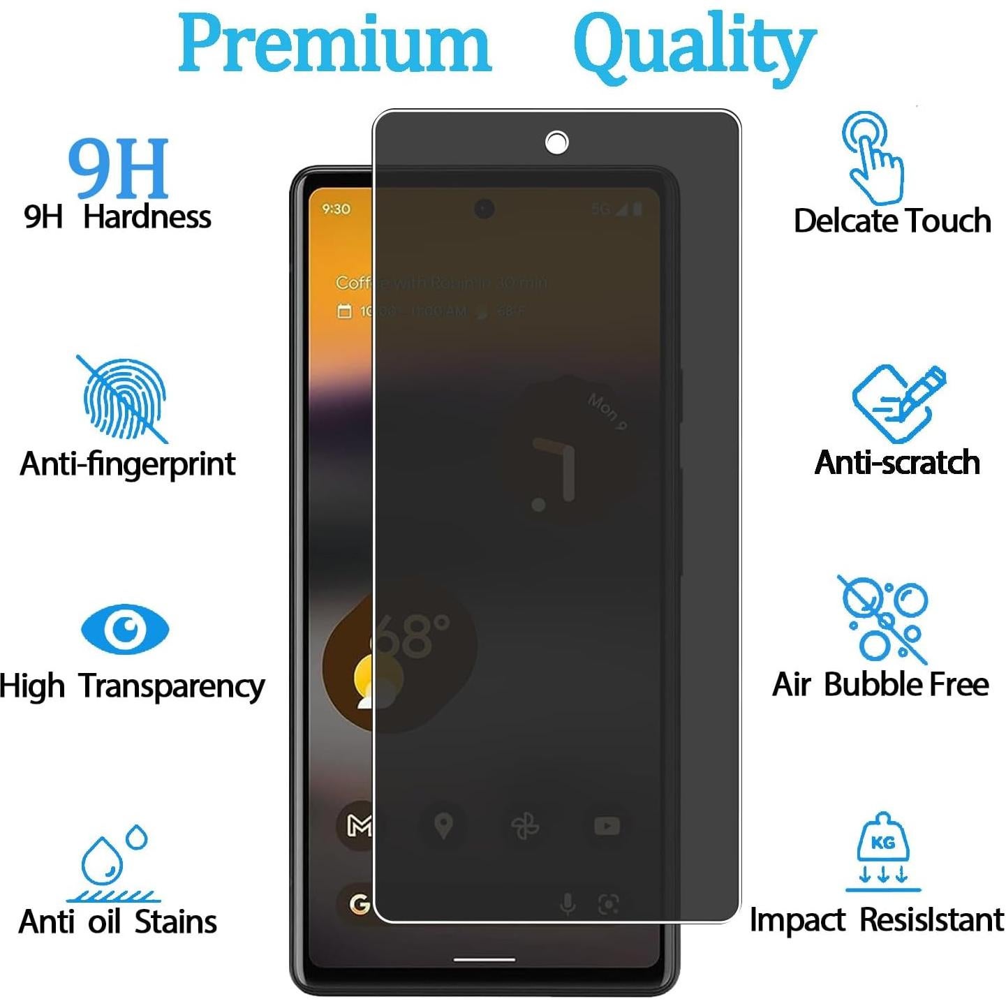 Paquete de 3 Protectores de Pantalla KELOLIN para Google Pixel 6 5G