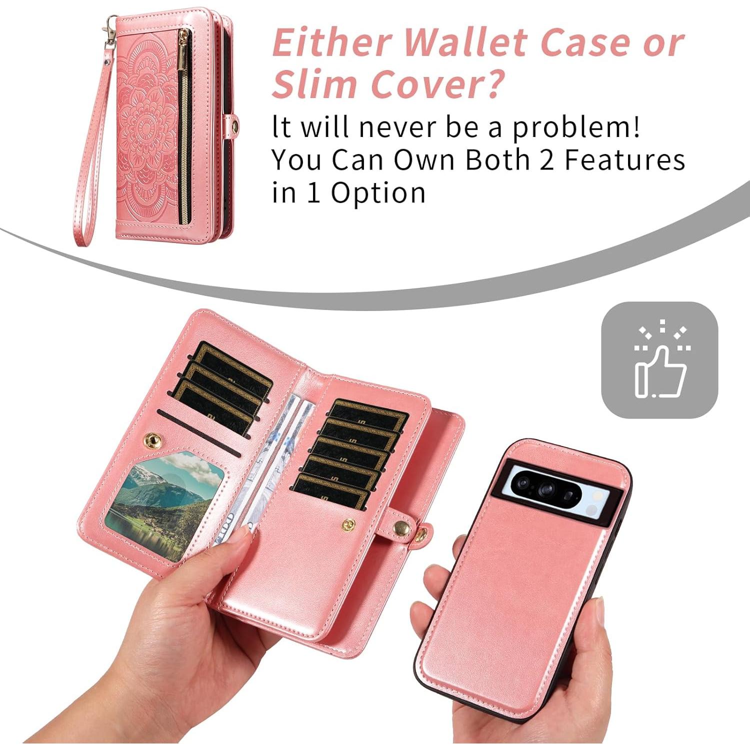 Funda Asuwish Oro Rosa para Google Pixel 8 Pro con Cartera