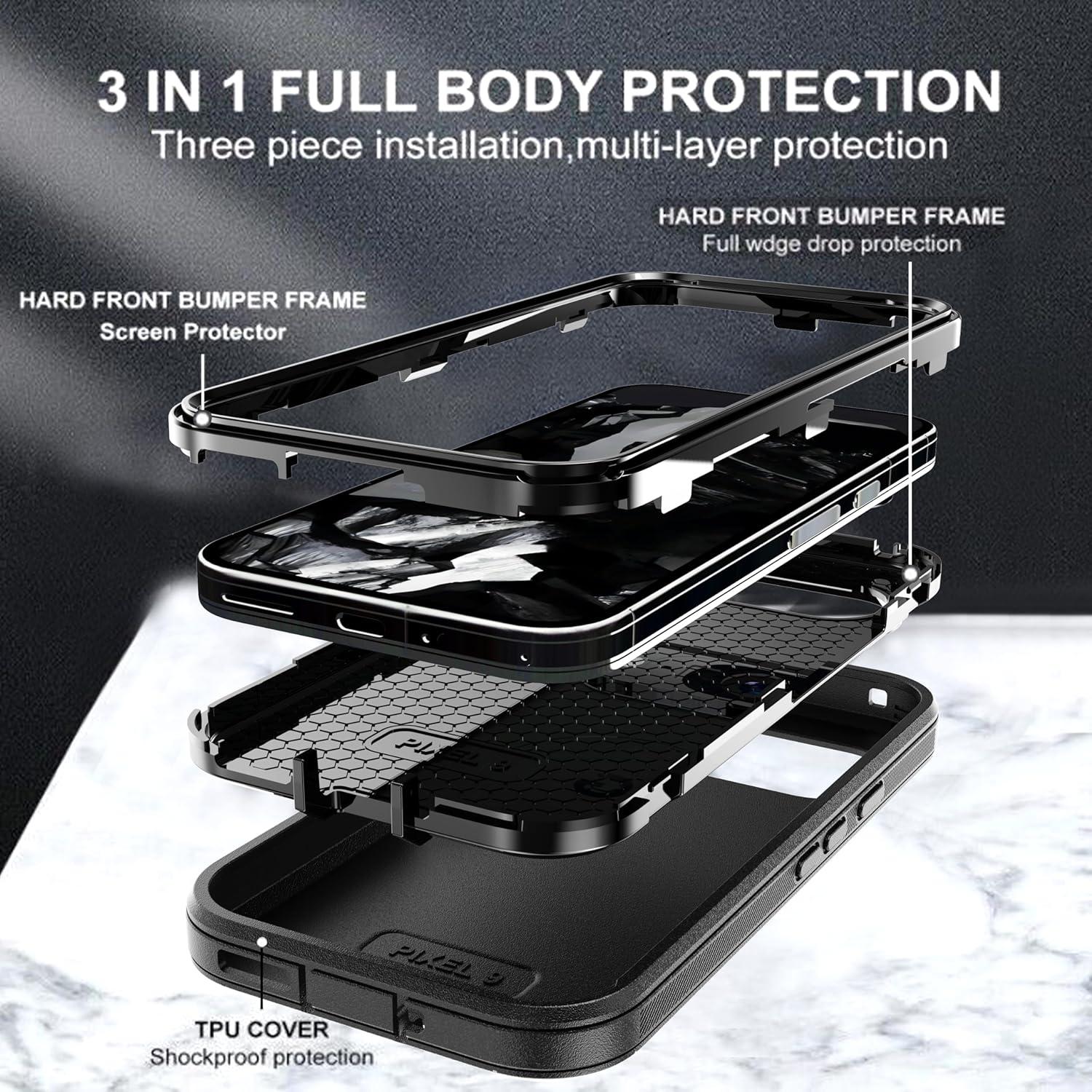 Funda 3 en 1 KaiMai para Google Pixel 9/9 Pro, Protección Alta Dureza