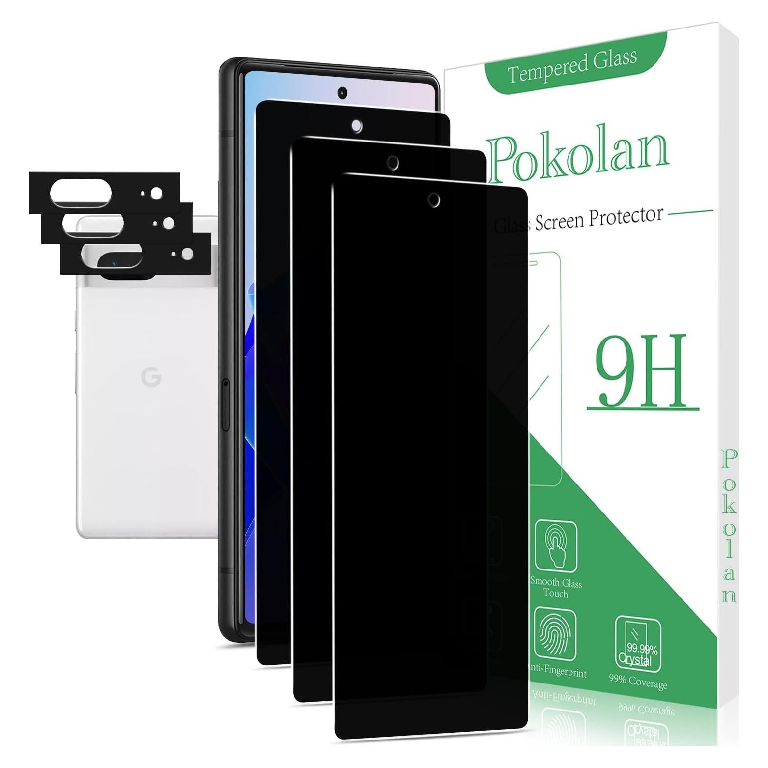 Protector de Pantalla Privado Pokolan para Google Pixel 7 - 3x Cristal Templado Antispy
