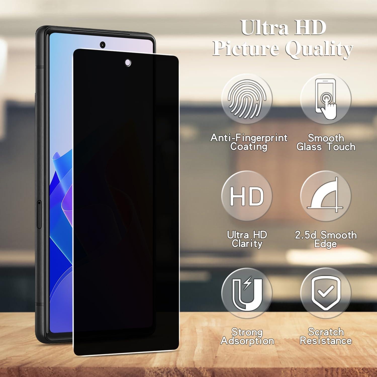 Protector de Pantalla Privado Pokolan para Google Pixel 7 - 3x Cristal Templado Antispy