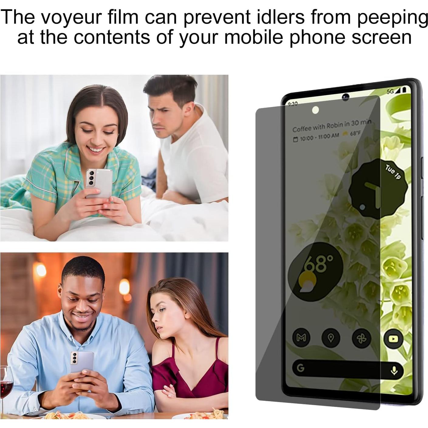 Paquete de 3 Protectores de Pantalla Privados Lokyoo para Pixel 6