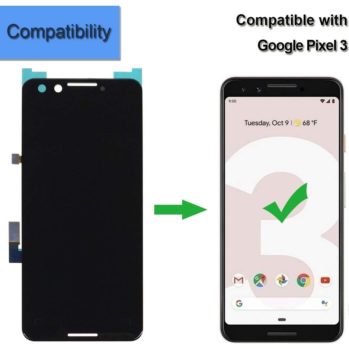 Pantalla Táctil AMOLED E-YIIVIIL para Google Pixel 3 5.5"