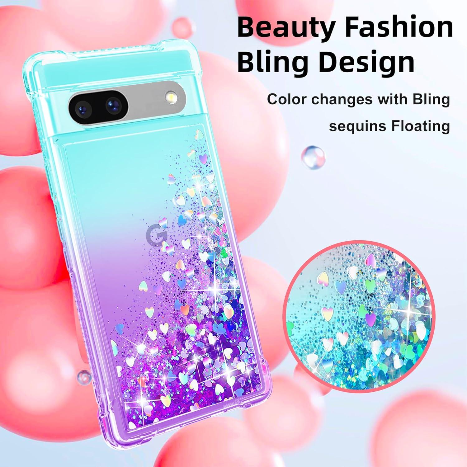 Funda TPU Google Pixel 7A con Purpurina y 2 Protectores