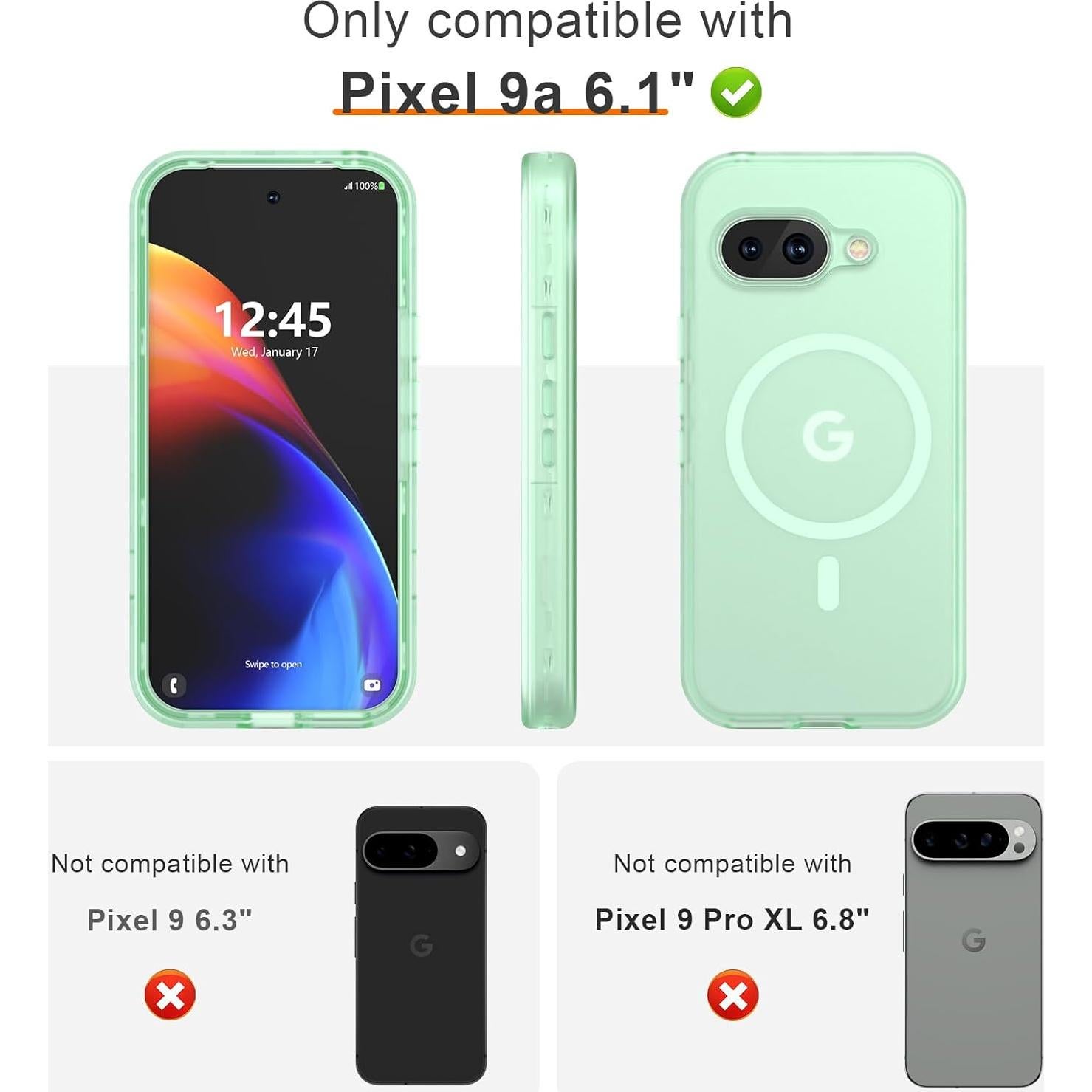 Funda ANNSD para Google Pixel 9A 6.3" Verde Mate 3 Capas