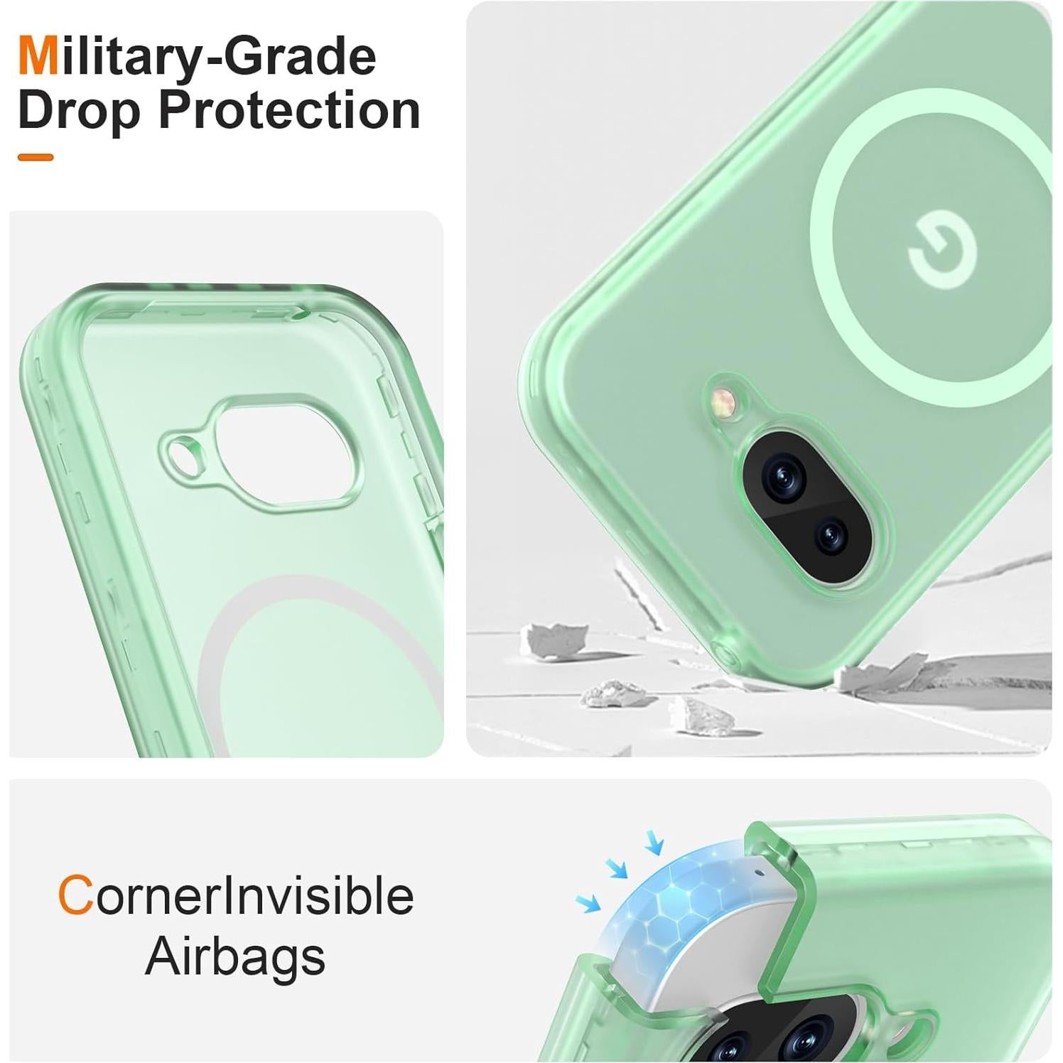 Funda ANNSD para Google Pixel 9A 6.3" Verde Mate 3 Capas