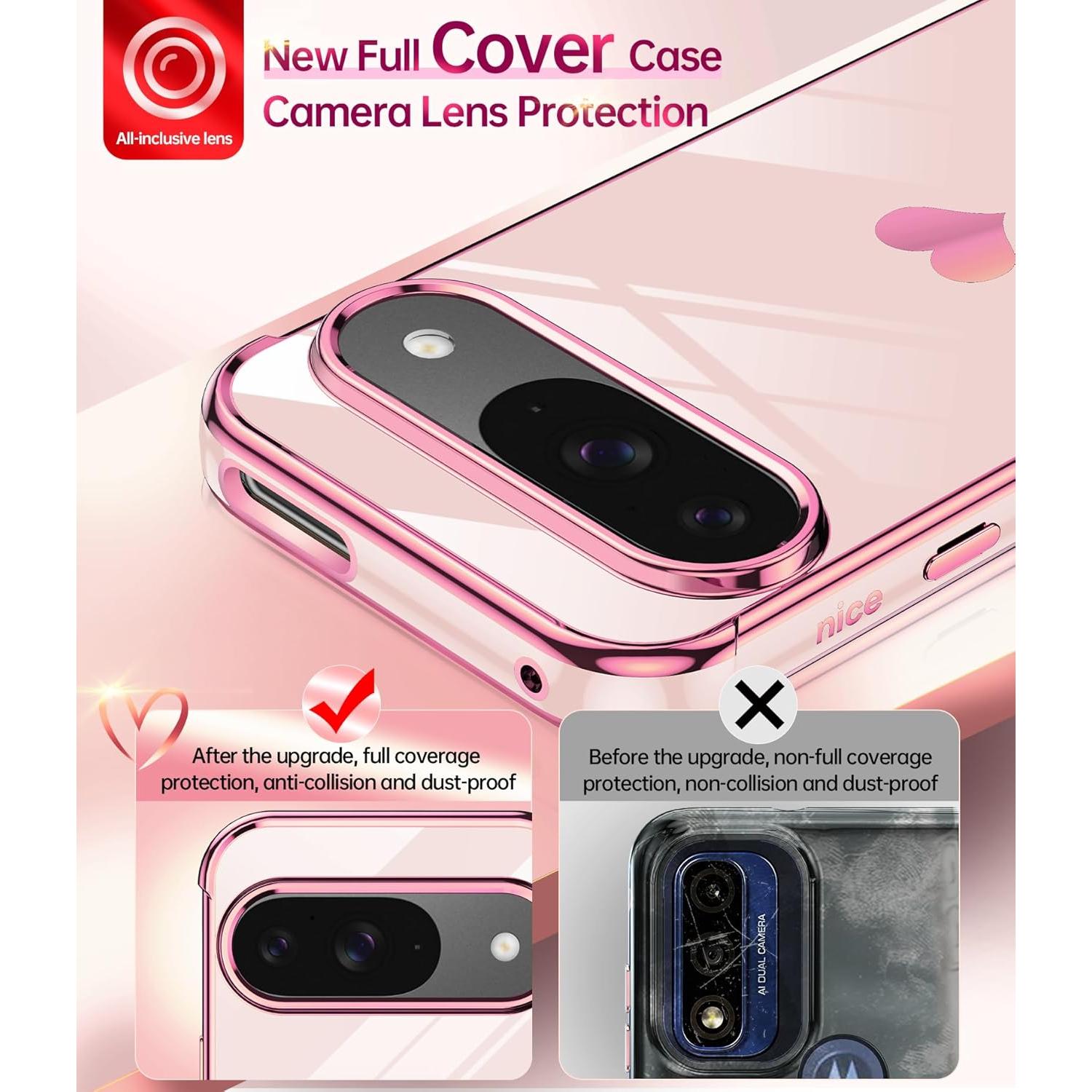 Funda TPU Rosa LeYi para Google Pixel 9/9 Pro + 2 Protectores