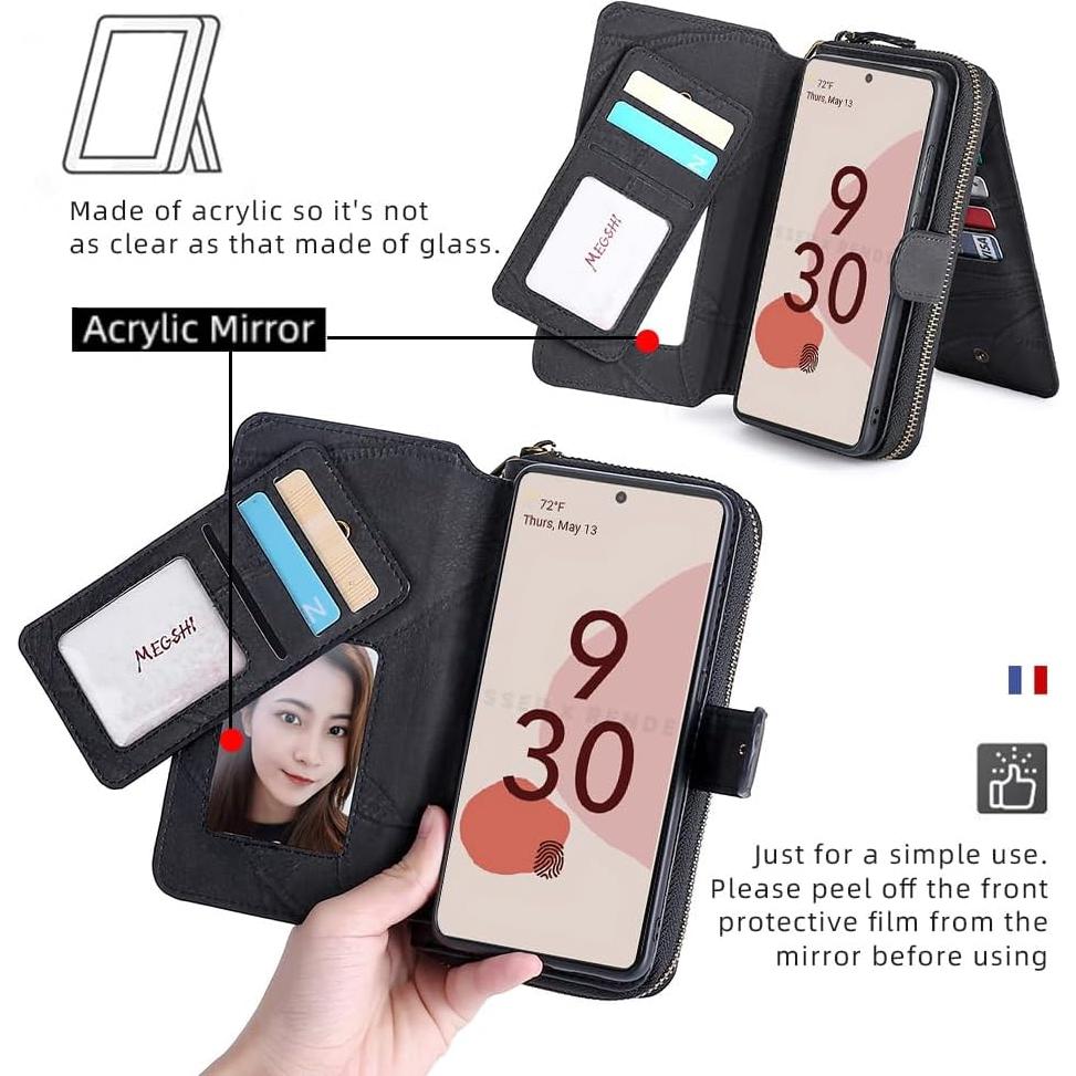 Funda Cartera Asuwish para Google Pixel 6A 2022 con Espejo