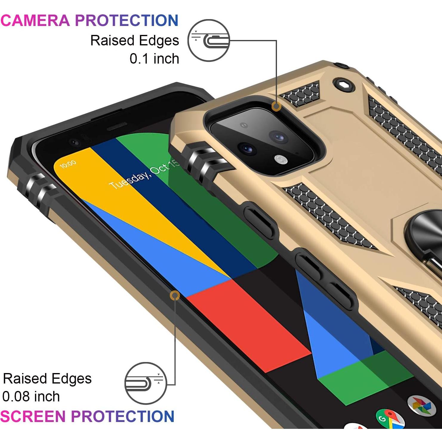 Funda Protectora LUMARKE para Google Pixel 4 Amarilla con Soporte